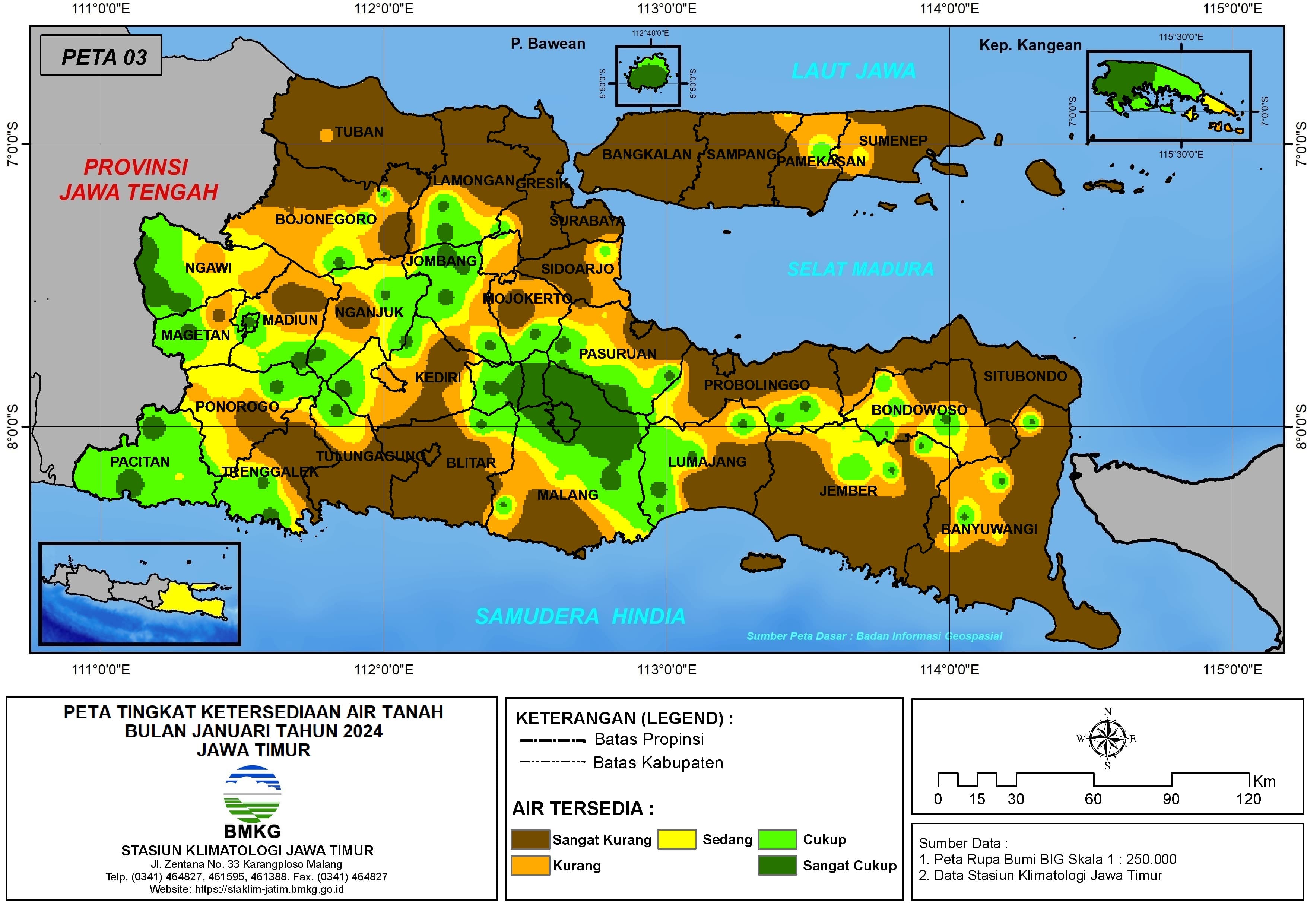 ( Analisis - Bulanan ) Tingkat Ketersediaan Air Tanah Bulan Januari Tahun 2024 di Provinsi Jawa Timur