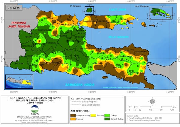 ( Analisis - Bulanan ) Tingkat Ketersediaan Air Tanah Bulan Februari Tahun 2024 di Provinsi Jawa Timur