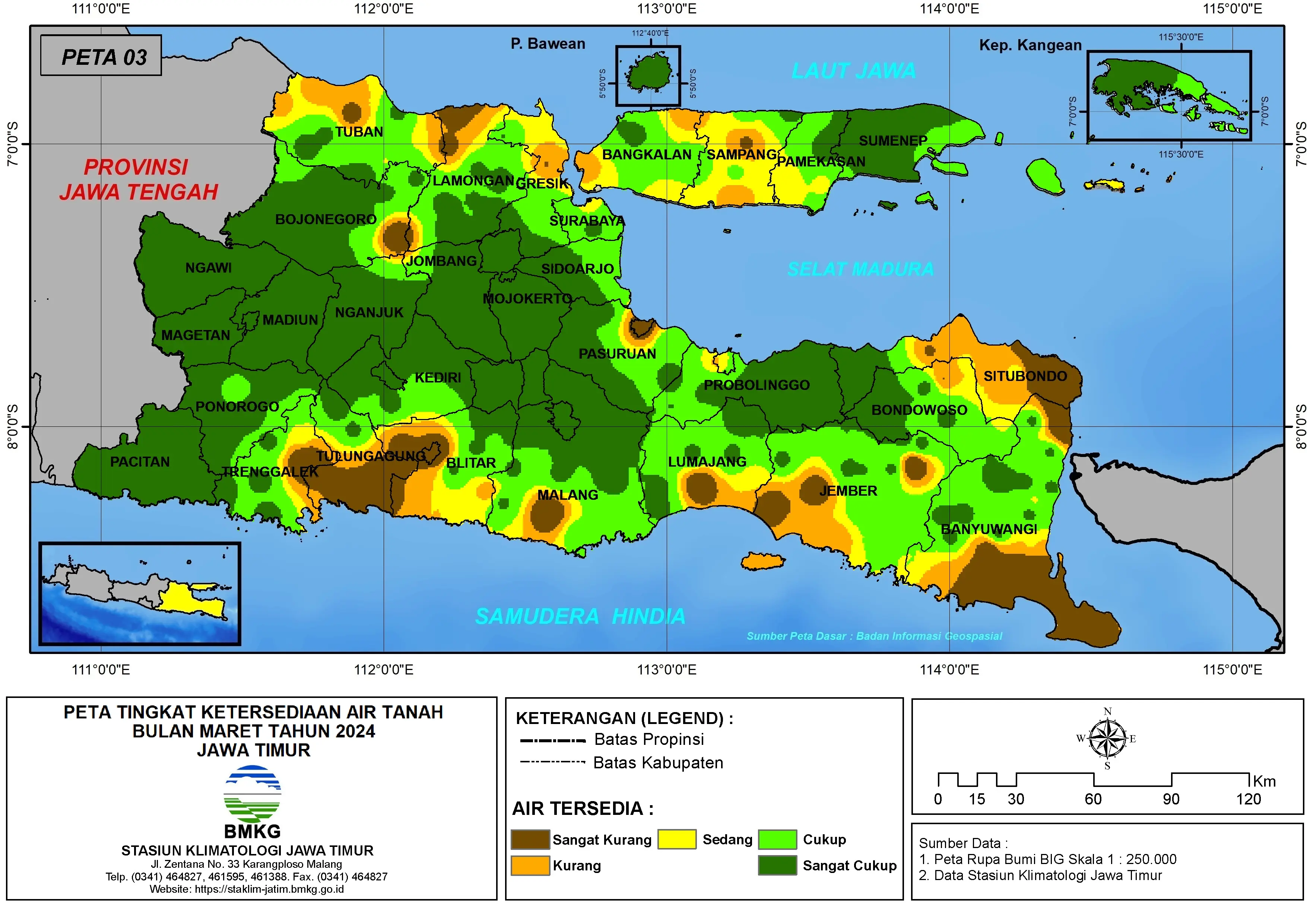 ( Analisis - Bulanan ) Tingkat Ketersediaan Air Tanah Bulan Maret Tahun 2024 di Provinsi Jawa Timur