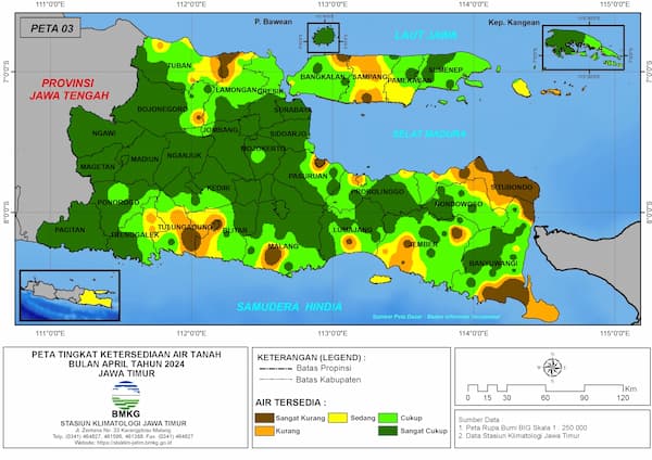 ( Analisis - Bulanan ) Tingkat Ketersediaan Air Tanah Bulan April Tahun 2024 di Provinsi Jawa Timur