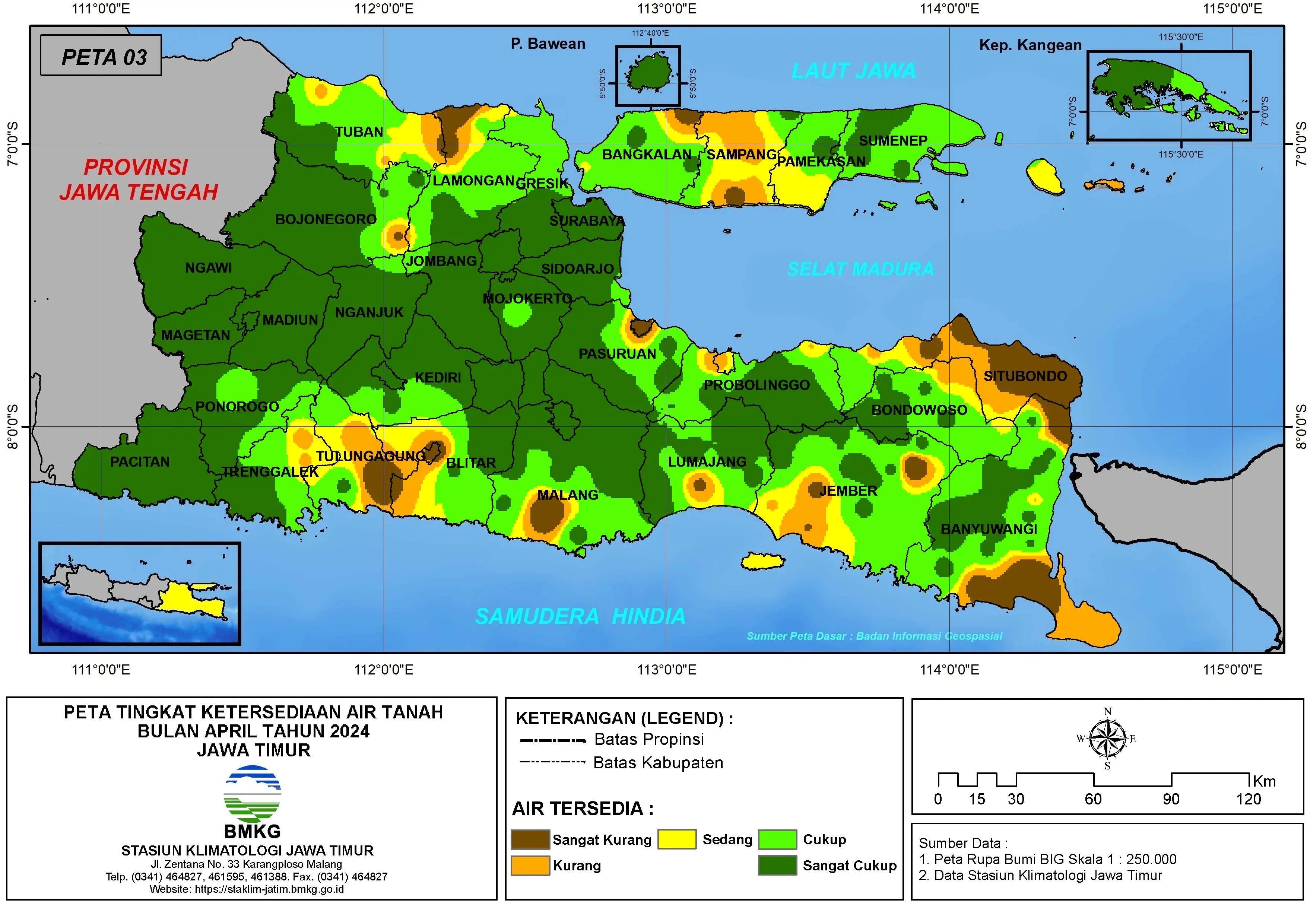 ( Analisis - Bulanan ) Tingkat Ketersediaan Air Tanah Bulan April Tahun 2024 di Provinsi Jawa Timur