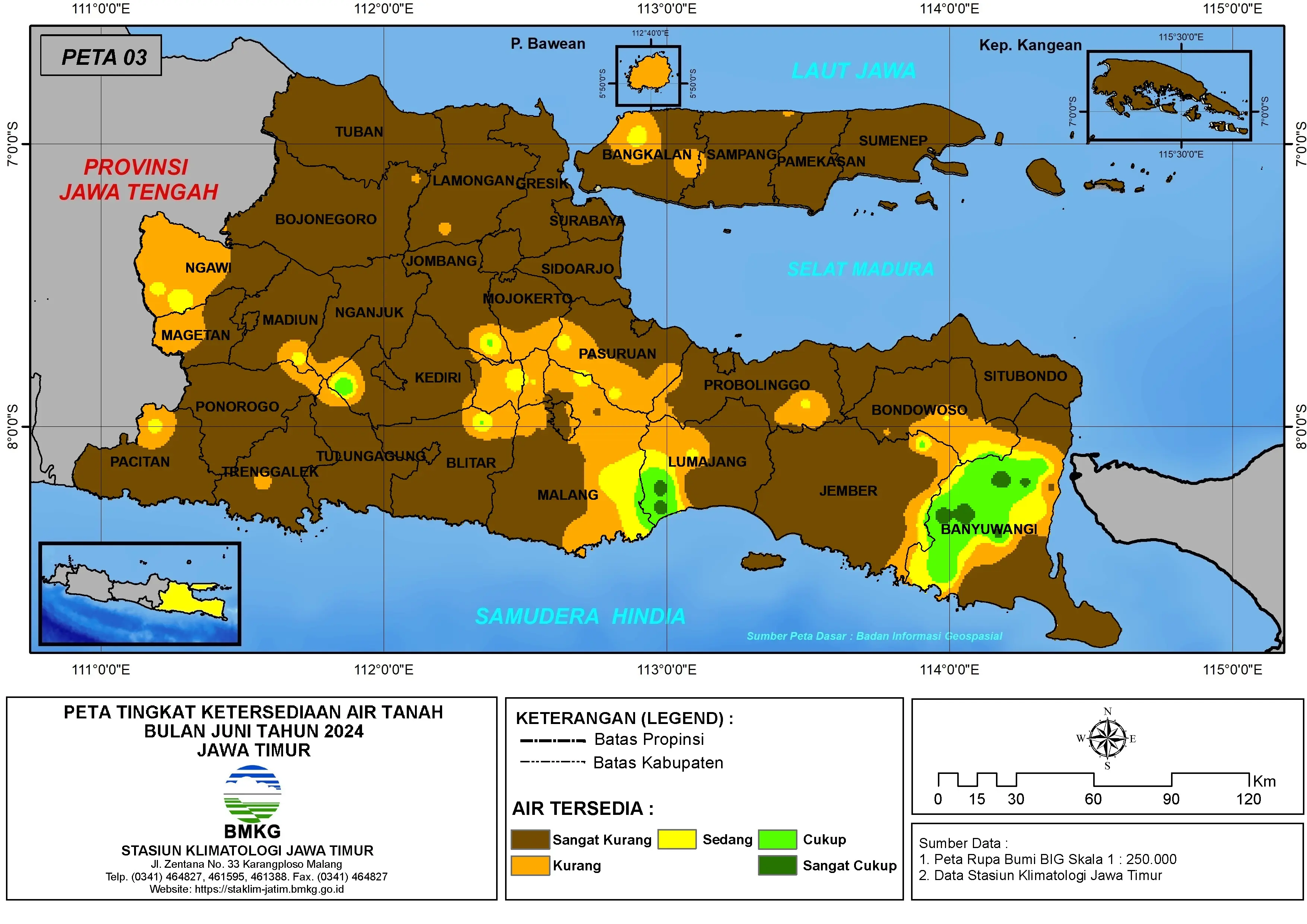 ( Analisis - Bulanan ) Tingkat Ketersediaan Air Tanah Bulan Juni Tahun 2024 di Provinsi Jawa Timur