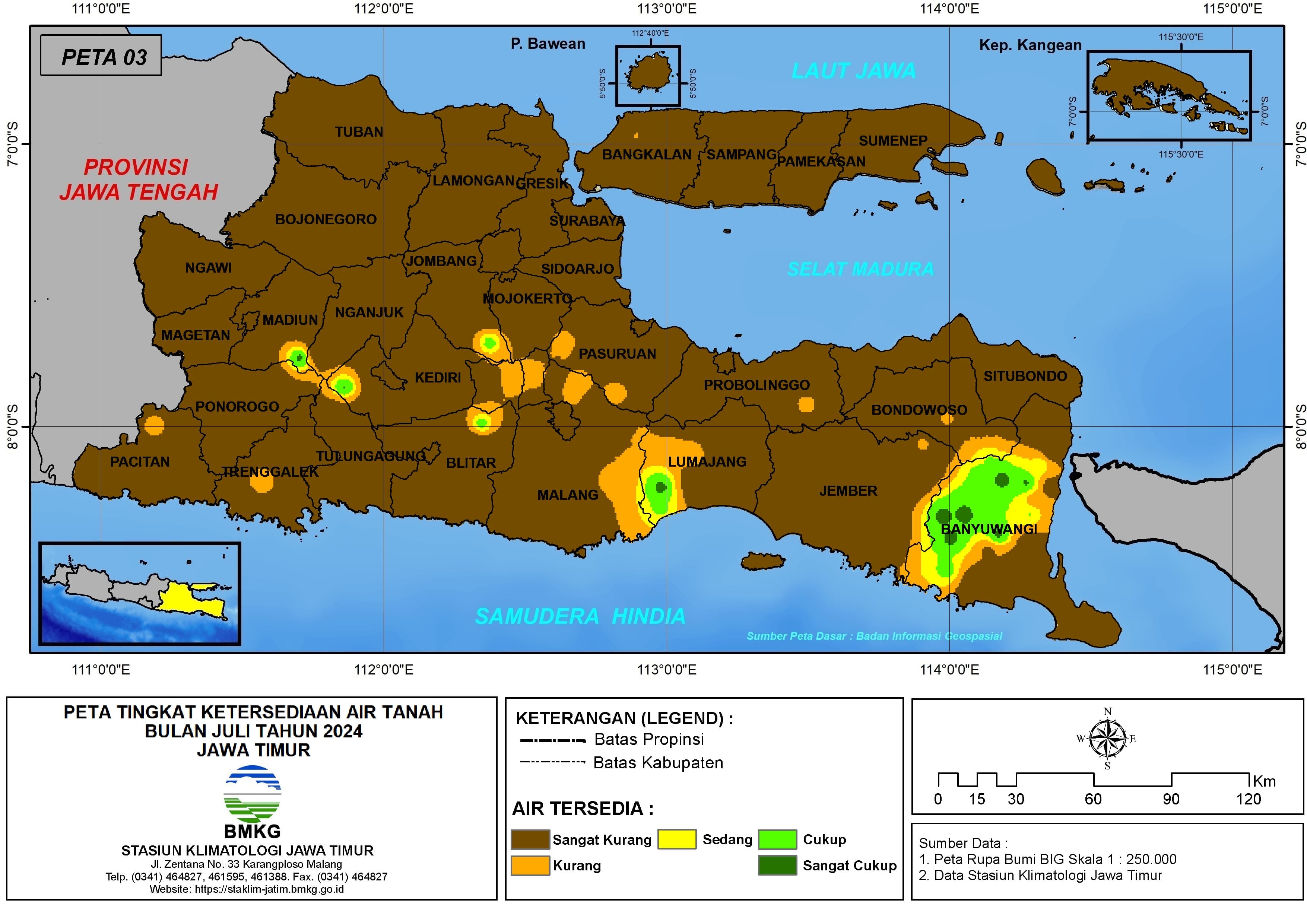 ( Analisis - Bulanan ) Tingkat Ketersediaan Air Tanah Bulan Juli Tahun 2024 di Provinsi Jawa Timur