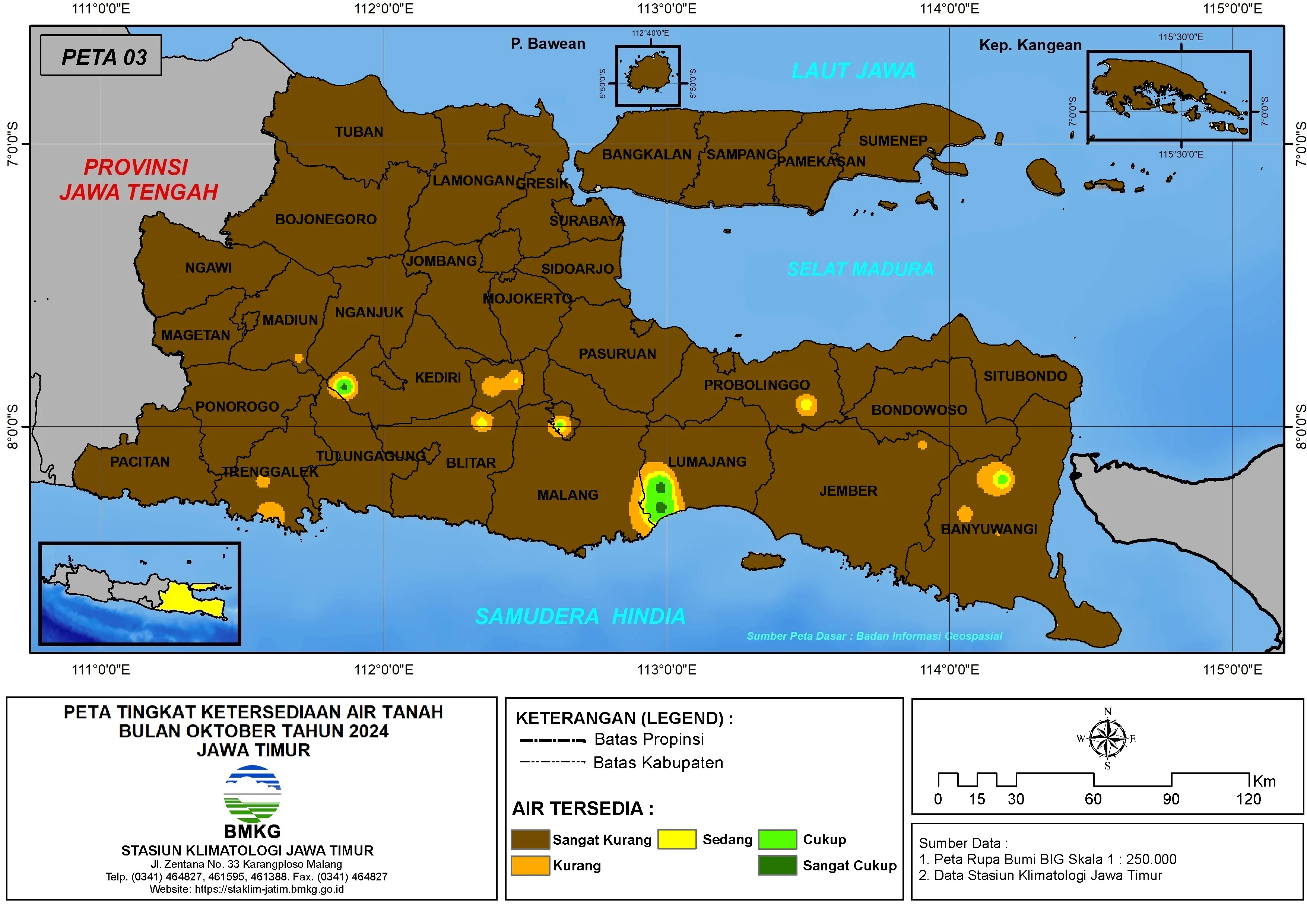 ( Analisis - Bulanan ) Tingkat Ketersediaan Air Tanah Bulan Oktober Tahun 2024 di Provinsi Jawa Timur