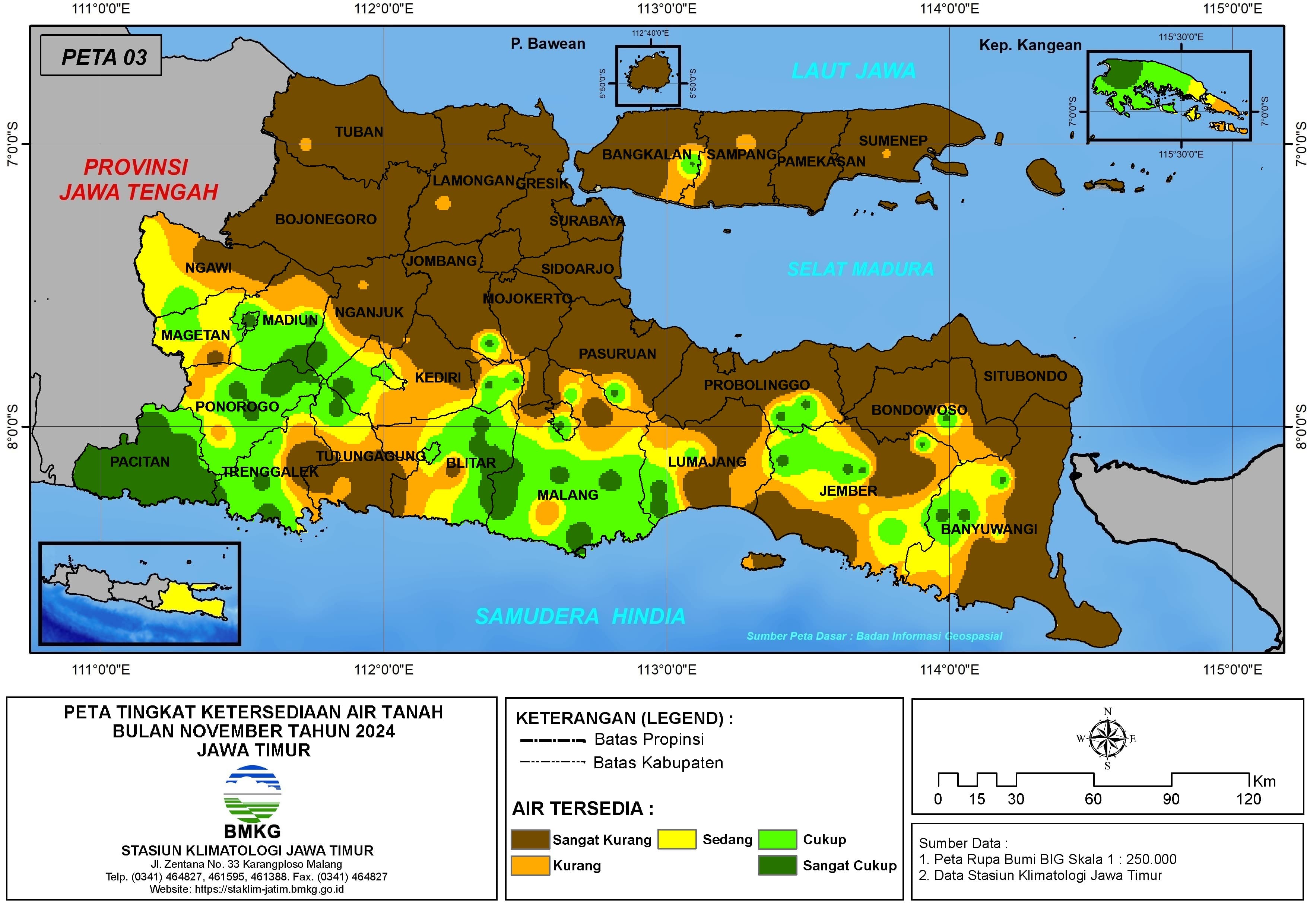 ( Analisis - Bulanan ) Tingkat Ketersediaan Air Tanah Bulan November Tahun 2024 di Provinsi Jawa Timur