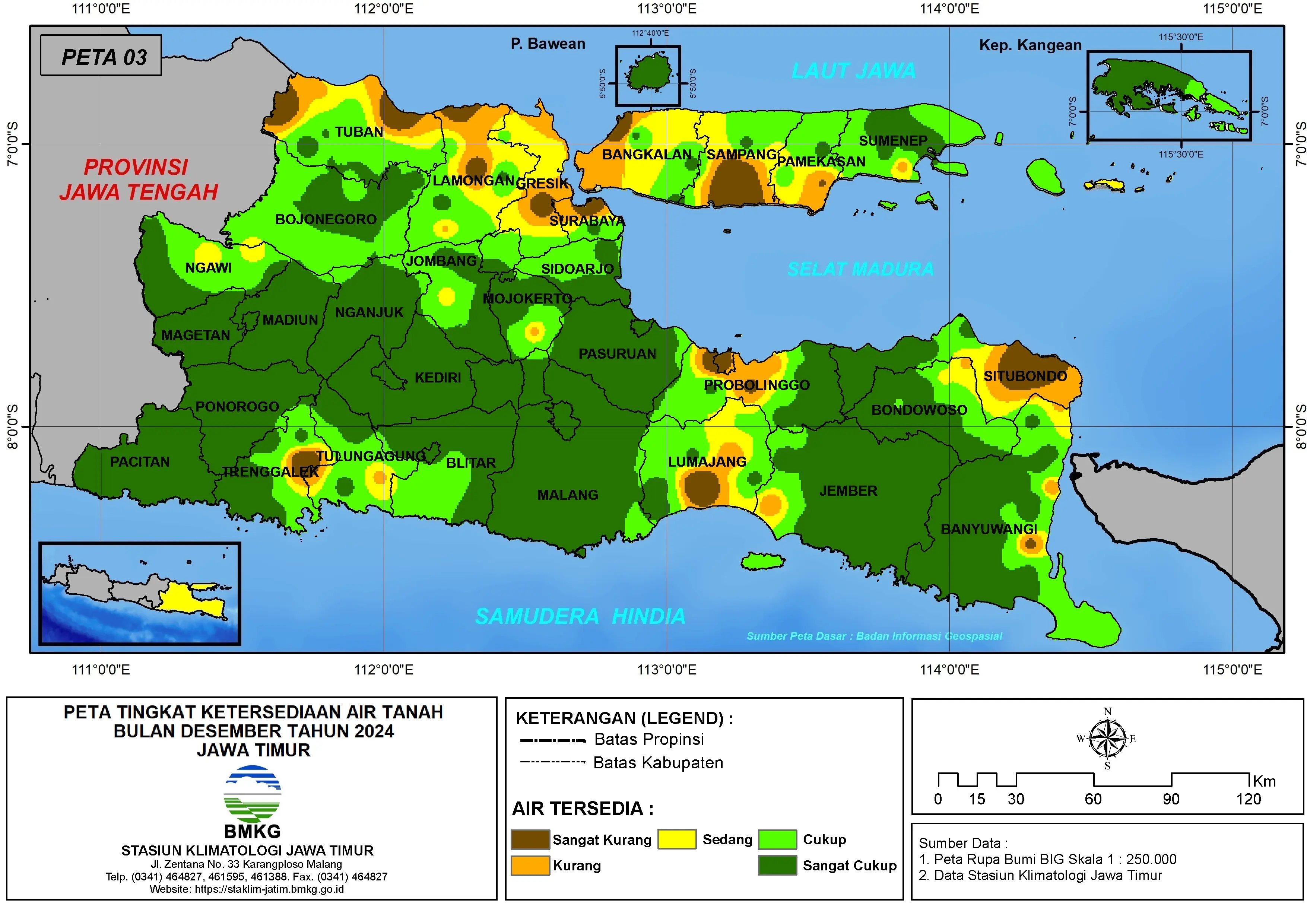 ( Analisis - Bulanan ) Tingkat Ketersediaan Air Tanah Bulan Desember Tahun 2024 di Provinsi Jawa Timur