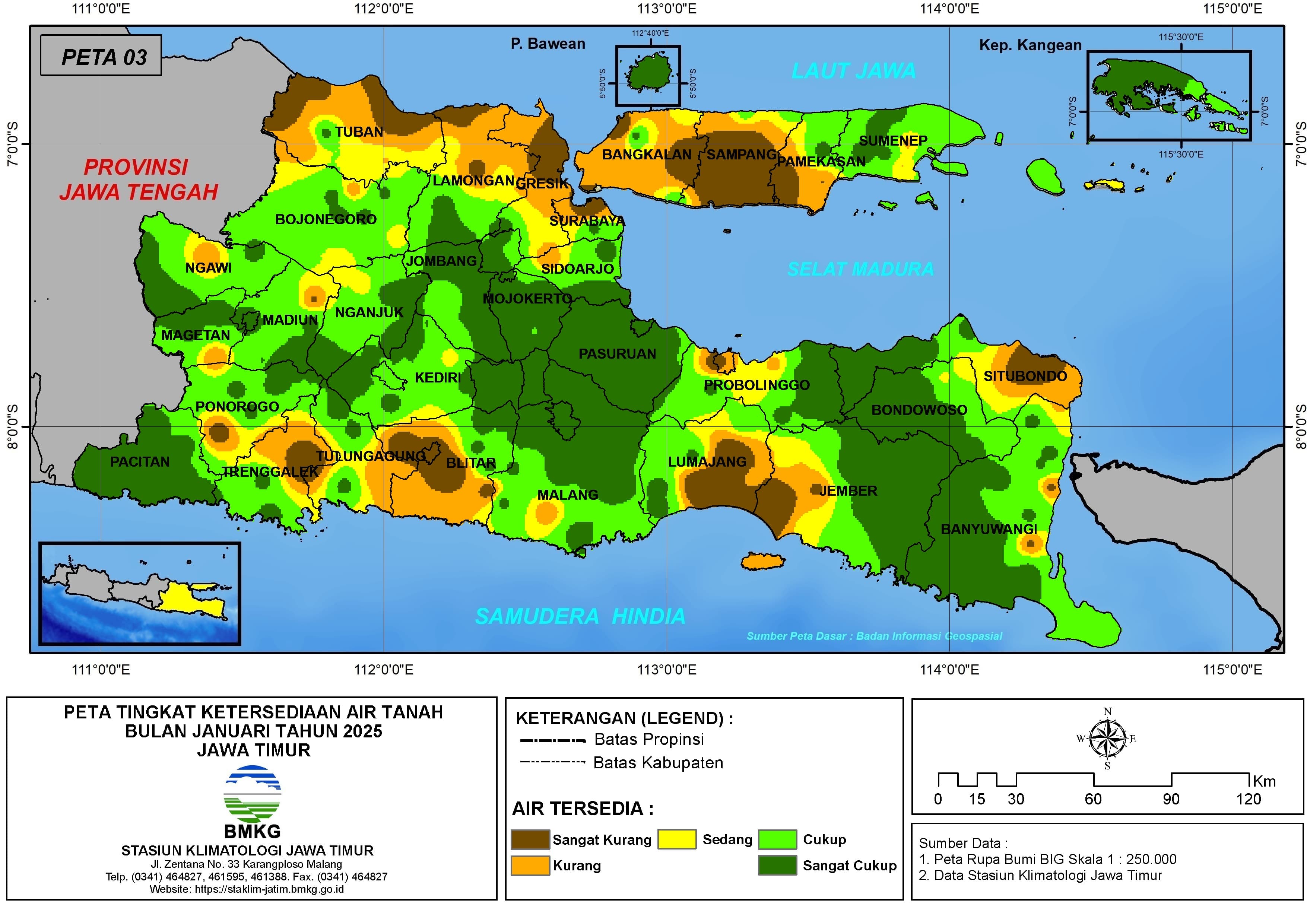 ( Analisis - Bulanan ) Tingkat Ketersediaan Air Tanah Bulan Januari Tahun 2025 di Provinsi Jawa Timur