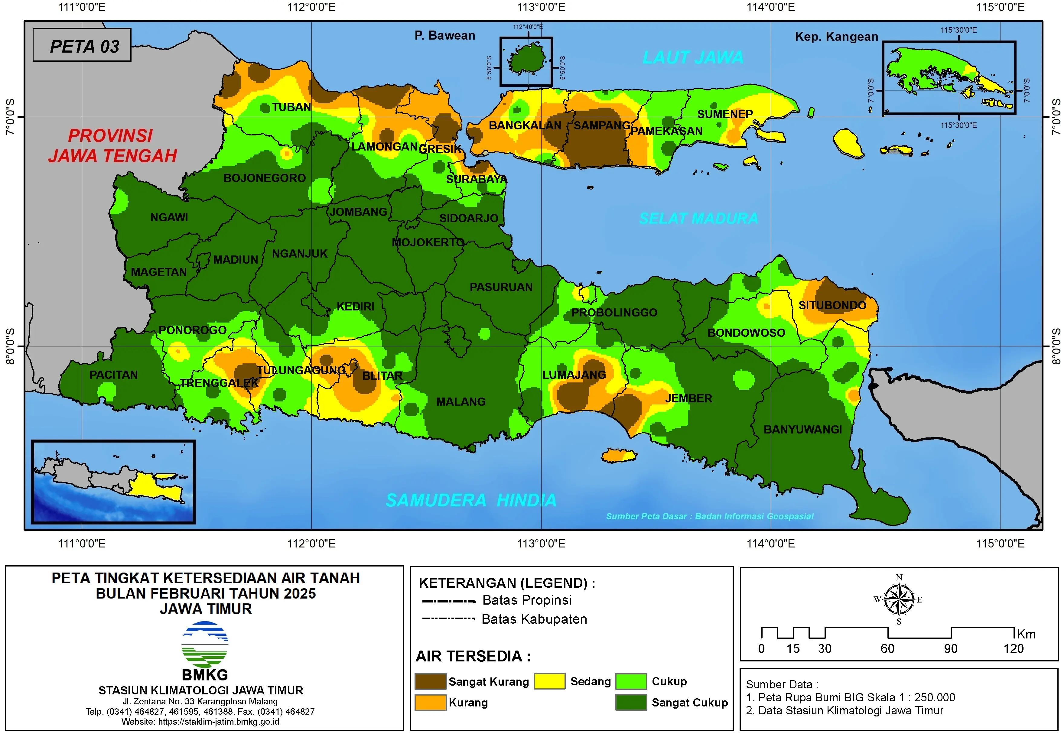 ( Analisis - Bulanan ) Tingkat Ketersediaan Air Tanah Bulan Februari Tahun 2025 di Provinsi Jawa Timur