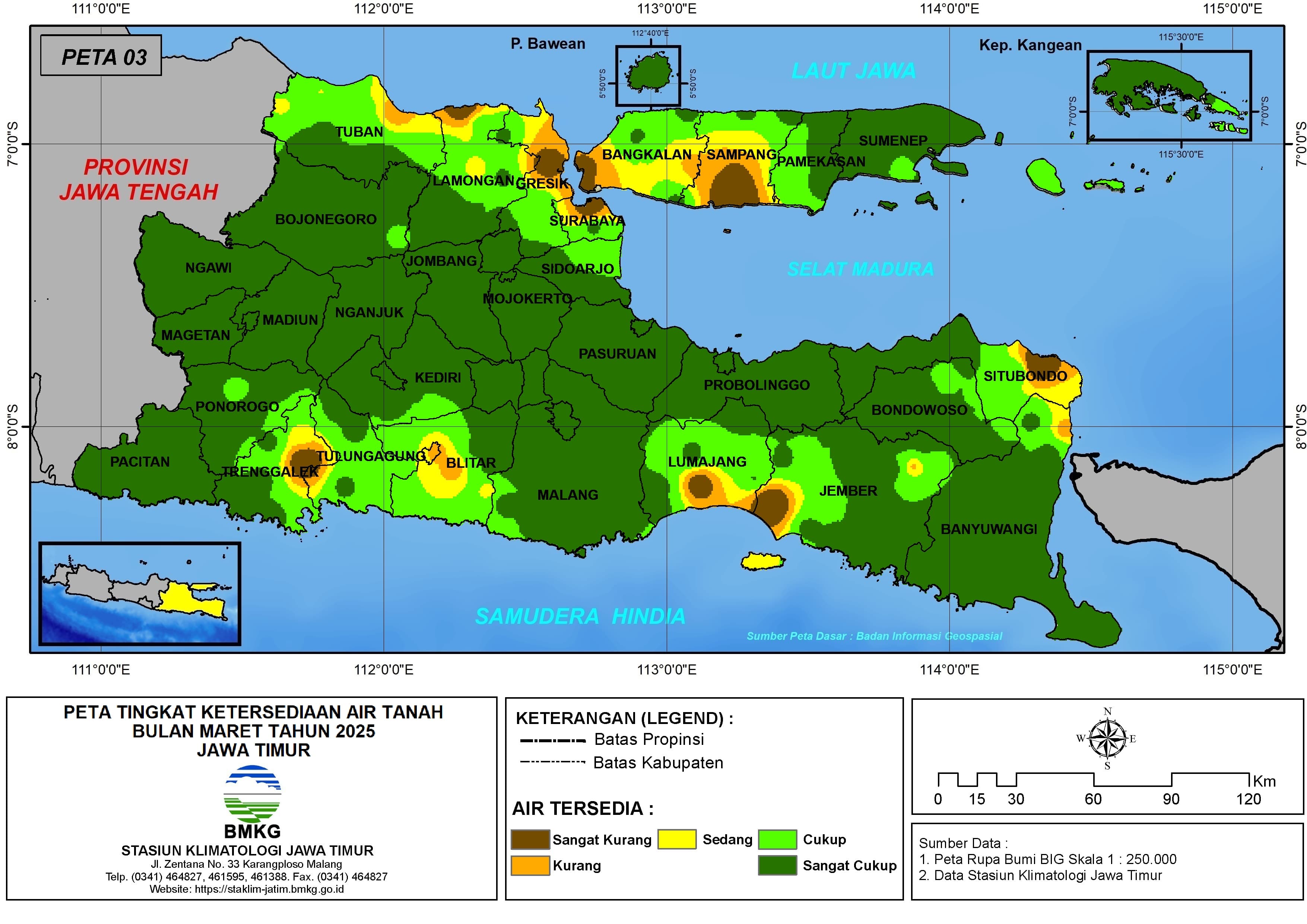 ( Analisis - Bulanan ) Tingkat Ketersediaan Air Tanah Bulan Maret Tahun 2025 di Provinsi Jawa Timur