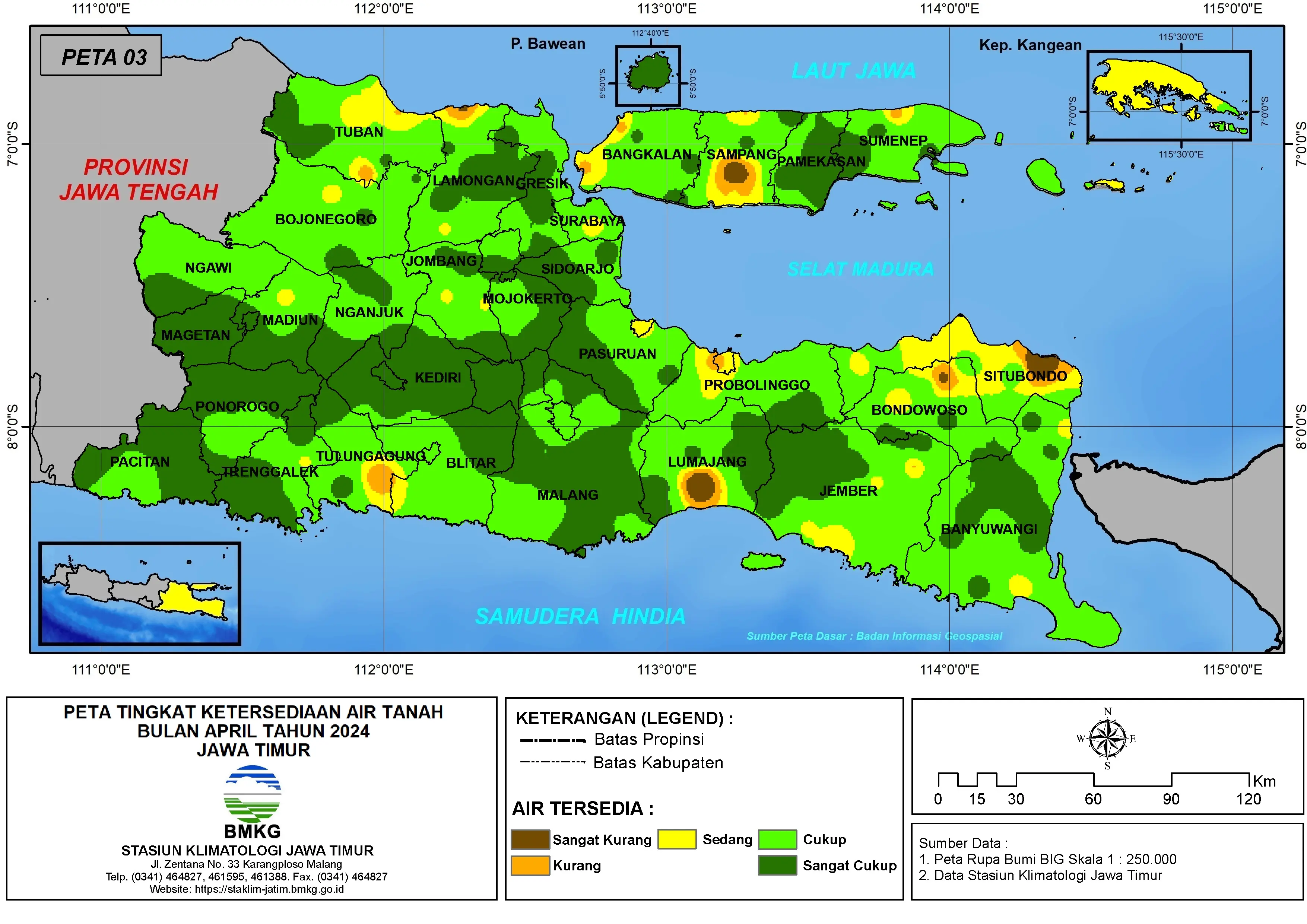 ( Analisis - Bulanan ) Tingkat Ketersediaan Air Tanah Bulan April Tahun 2025 di Provinsi Jawa Timur