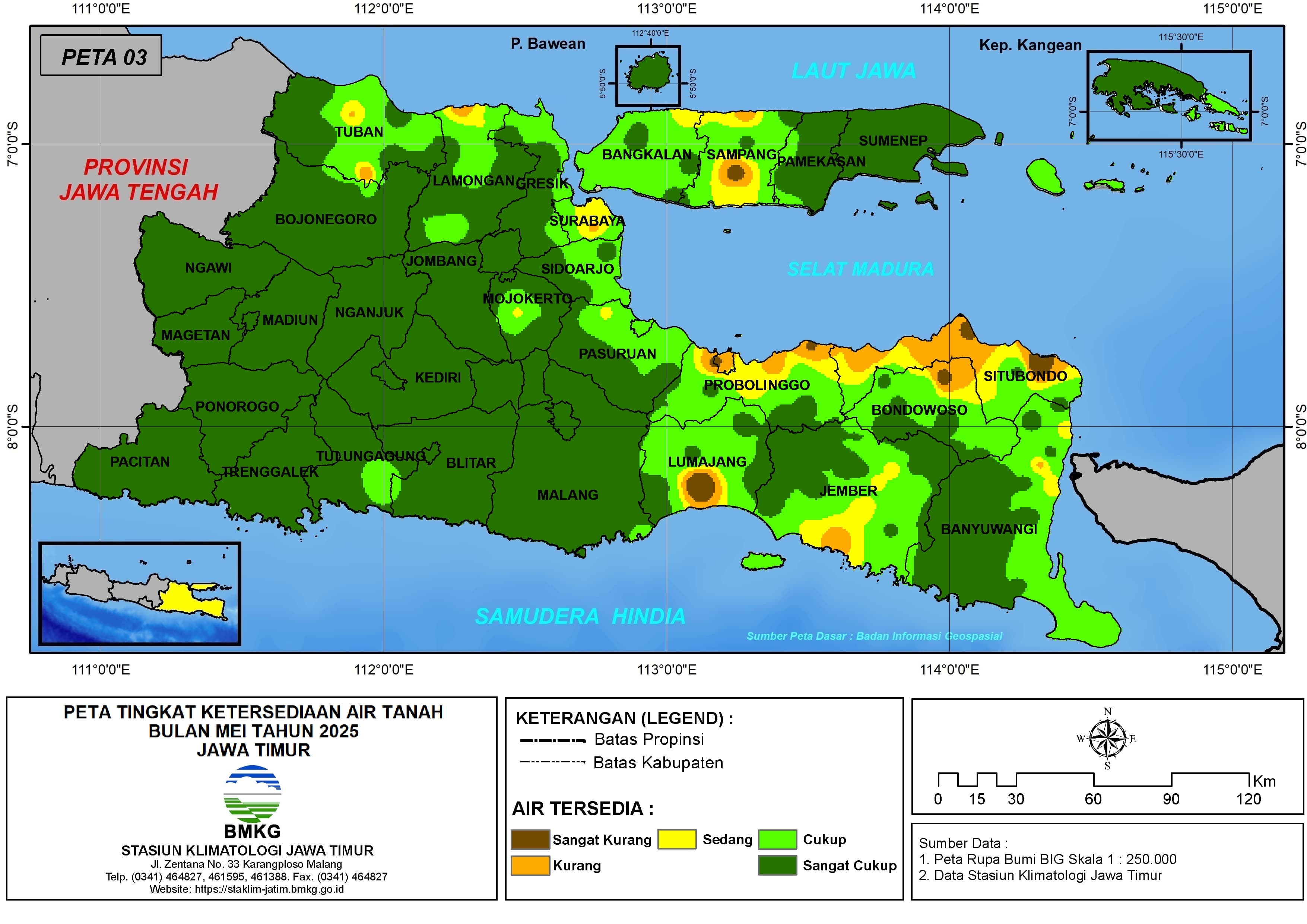 ( Analisis - Bulanan ) Tingkat Ketersediaan Air Tanah Bulan Mei Tahun 2025 di Provinsi Jawa Timur