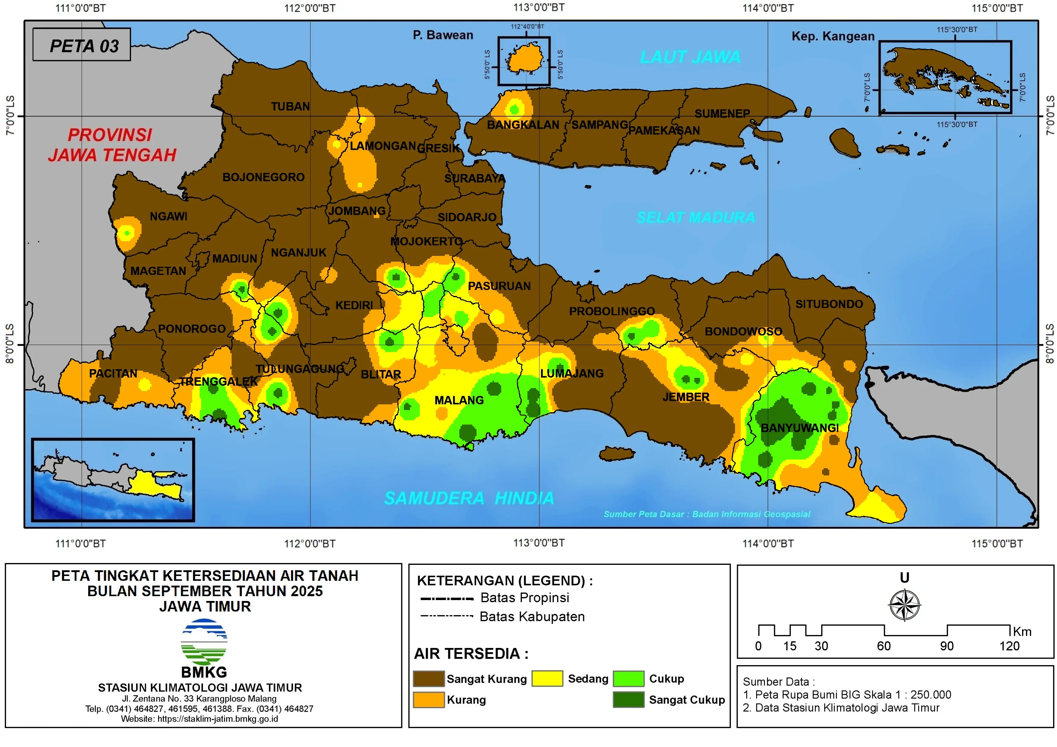 ( Analisis - Bulanan ) Tingkat Ketersediaan Air Tanah Bulan September Tahun 2025 di Provinsi Jawa Timur