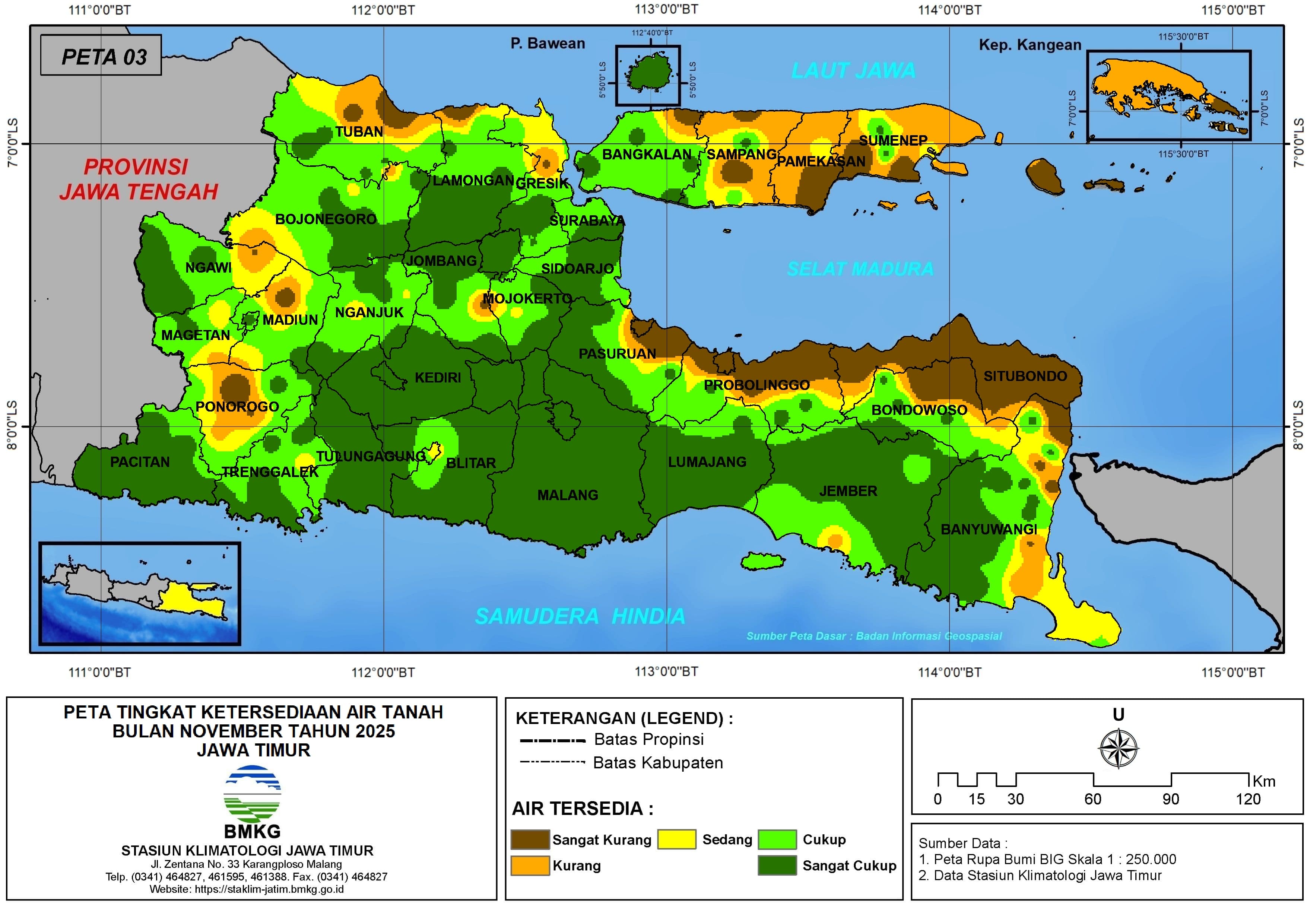 ( Analisis - Bulanan ) Tingkat Ketersediaan Air Tanah Bulan November Tahun 2025 di Provinsi Jawa Timur