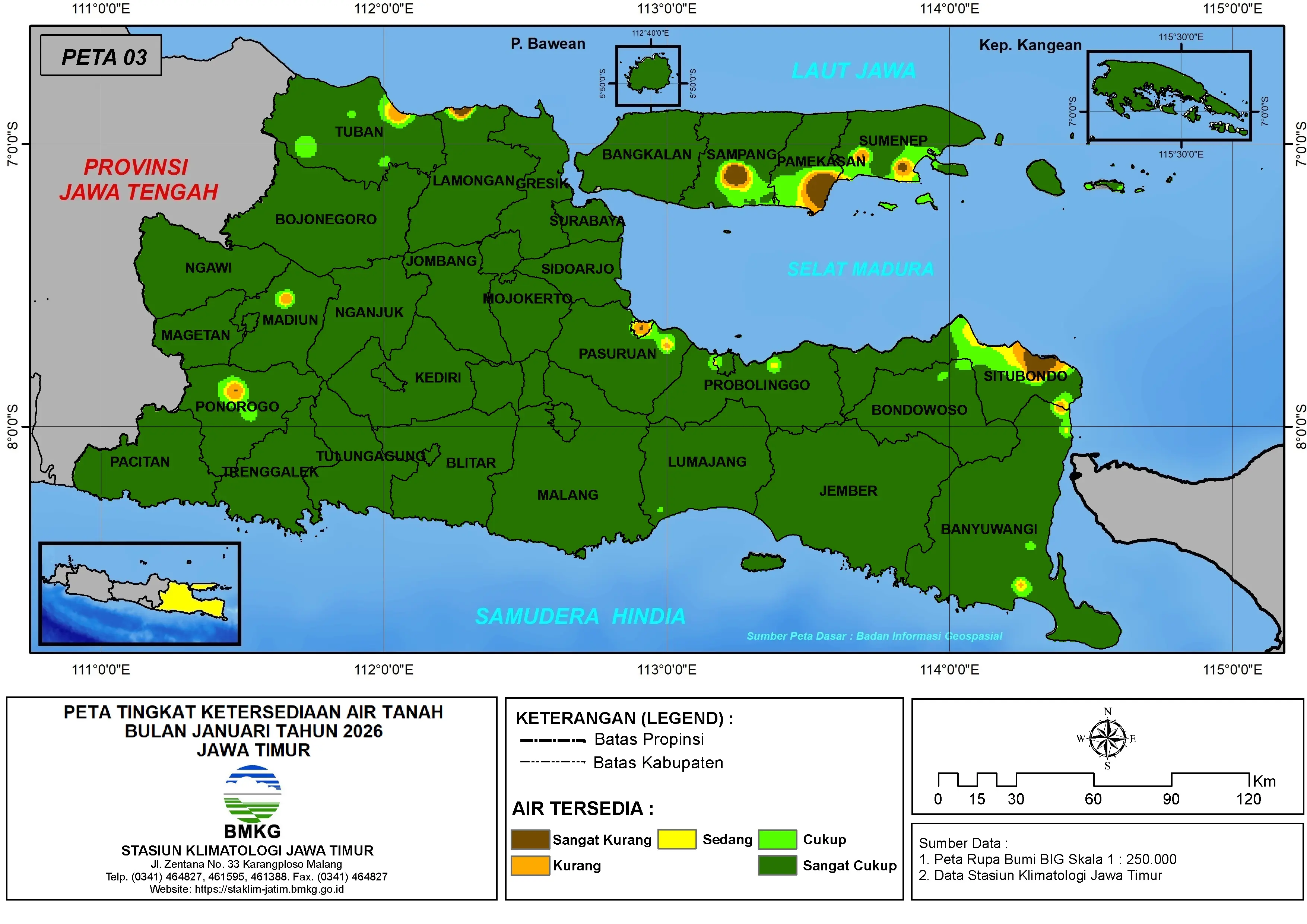 ( Analisis - Bulanan ) Tingkat Ketersediaan Air Tanah Bulan Januari Tahun 2026 di Provinsi Jawa Timur