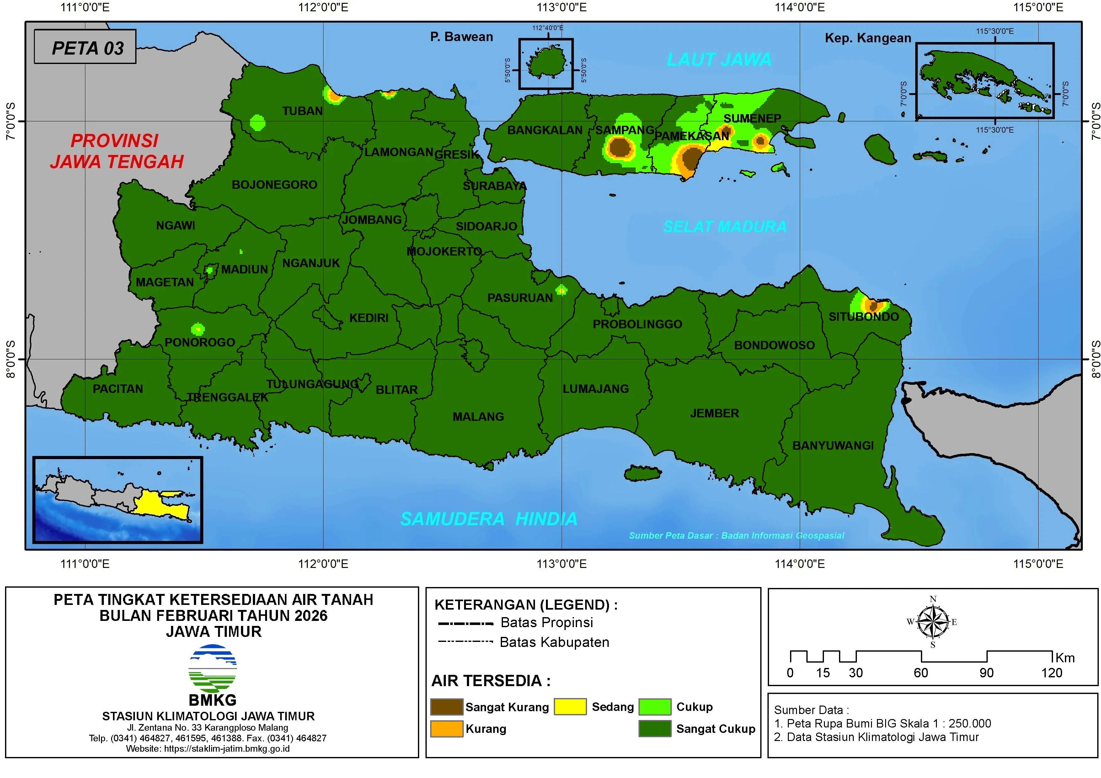 ( Analisis - Bulanan ) Tingkat Ketersediaan Air Tanah Bulan Februari Tahun 2026 di Provinsi Jawa Timur