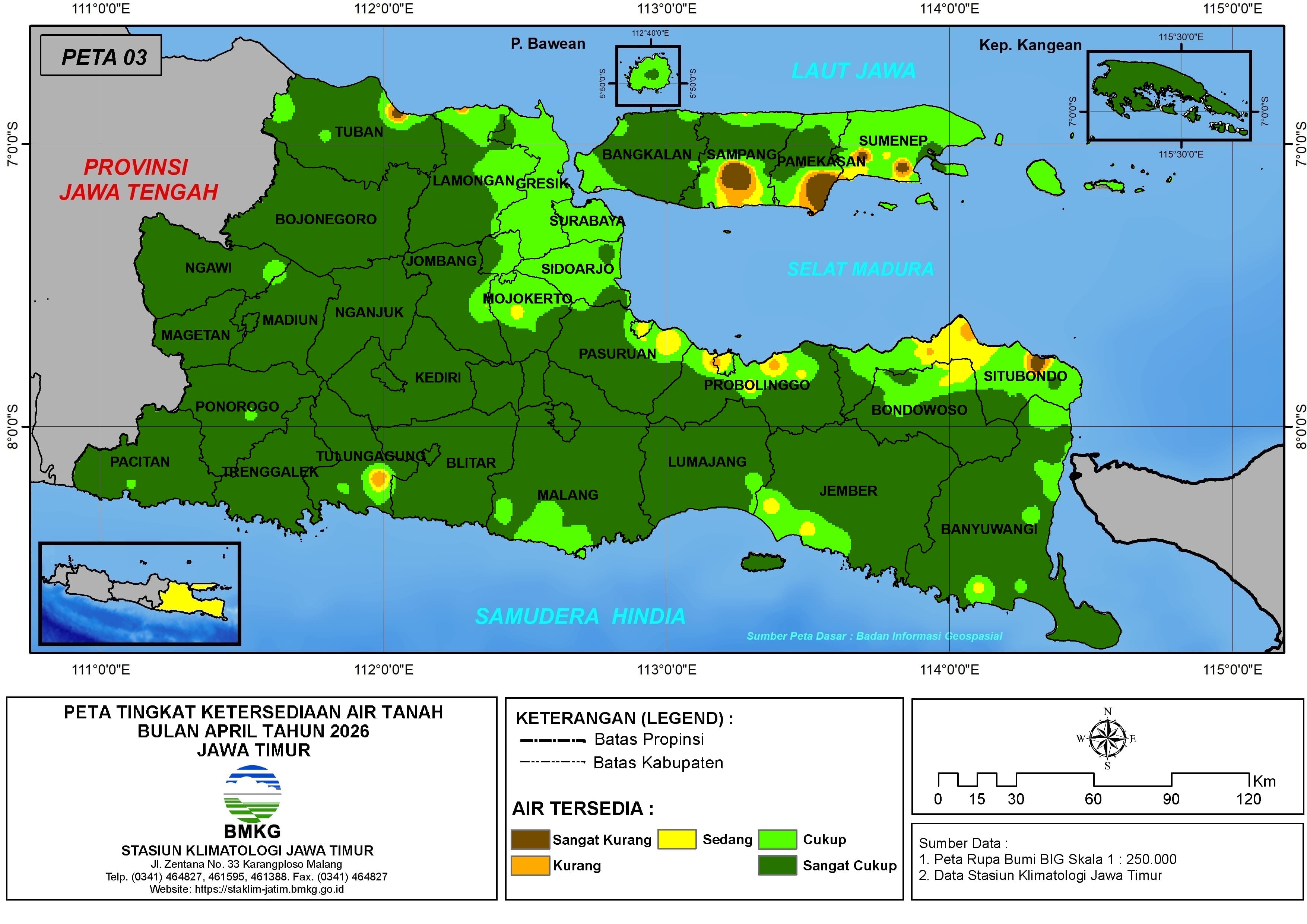 ( Analisis - Bulanan ) Tingkat Ketersediaan Air Tanah Bulan April Tahun 2026 di Provinsi Jawa Timur