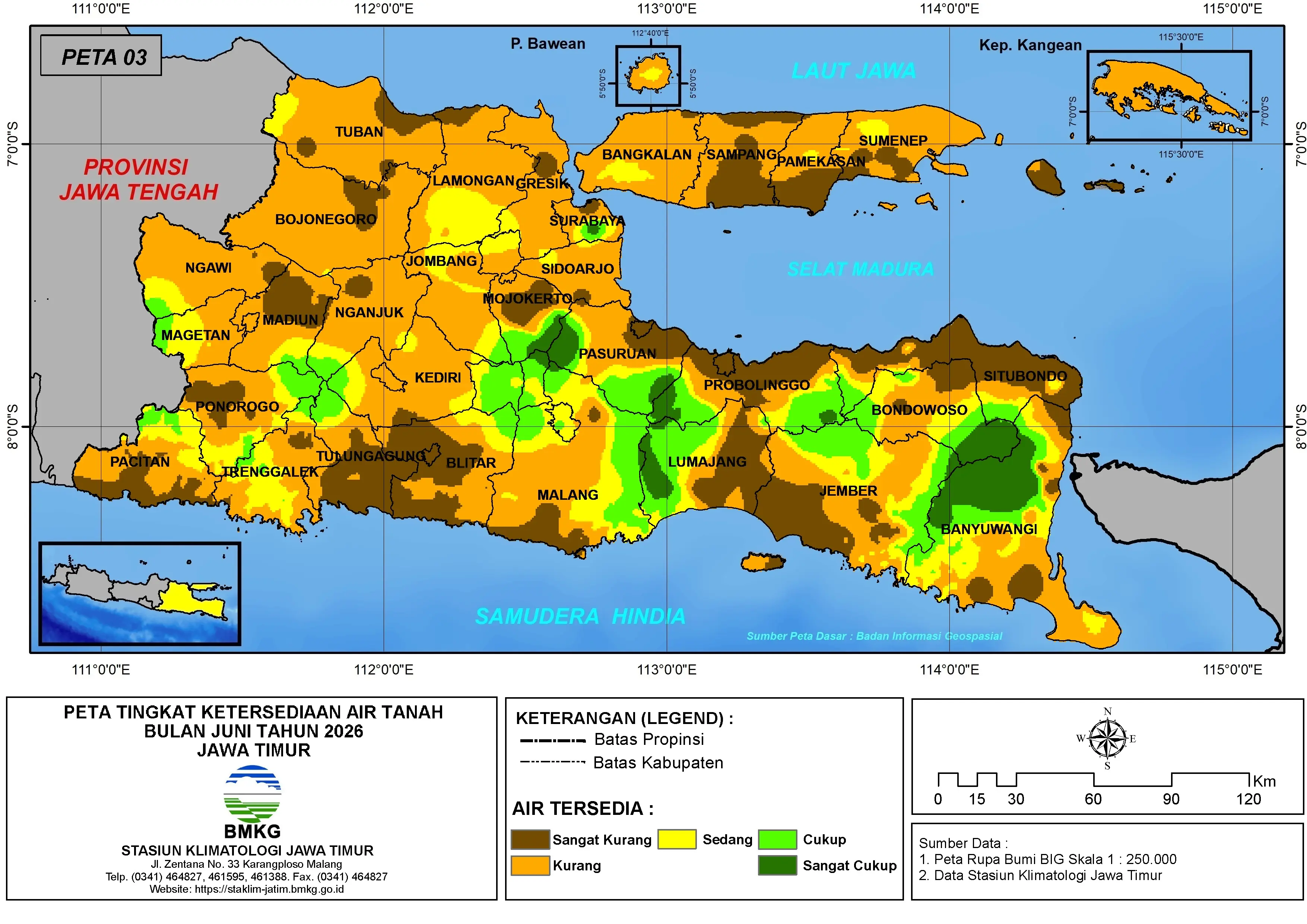 ( Analisis - Bulanan ) Tingkat Ketersediaan Air Tanah Bulan Juni Tahun 2026 di Provinsi Jawa Timur