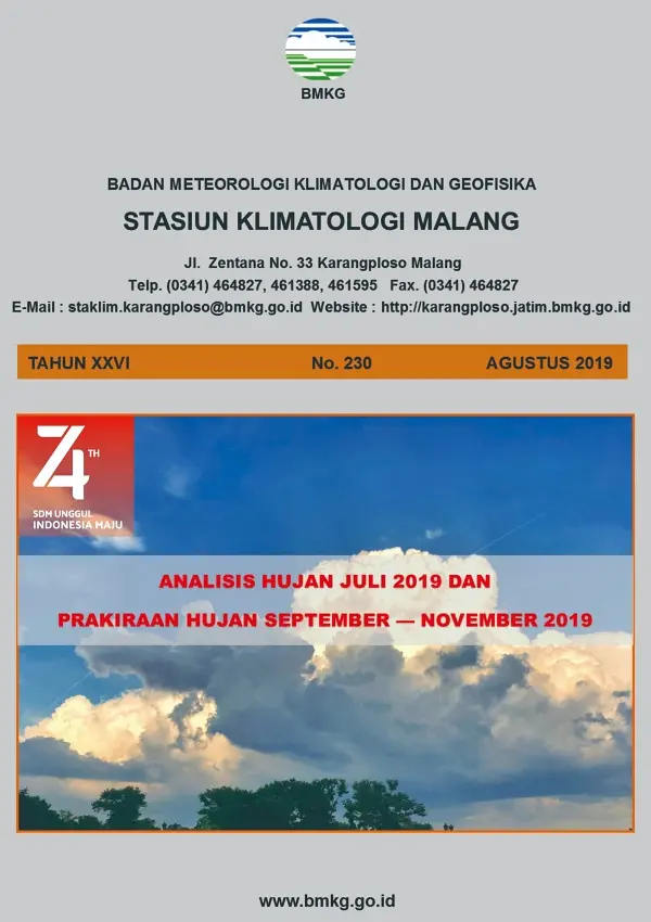 |Buletin - Bulanan| Analisis Hujan Juli 2019 dan Prakiraan Hujan Bulan September - Oktober - November 2019 di Provinsi Jawa Timur  Halaman 40 dari total 73 Halaman