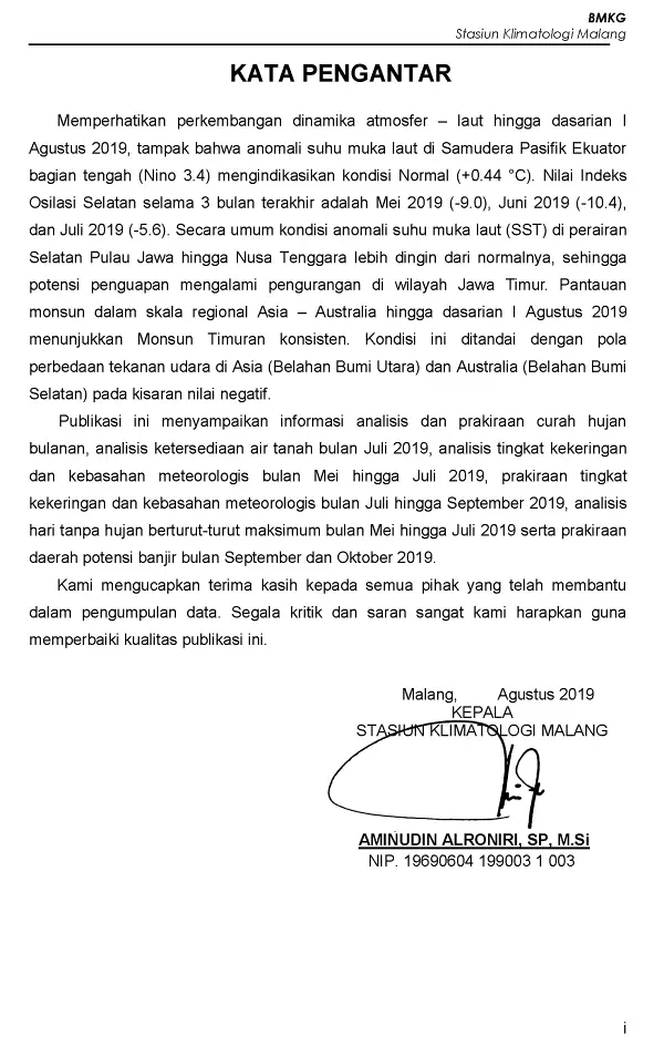 |Buletin - Bulanan| Analisis Hujan Juli 2019 dan Prakiraan Hujan Bulan September - Oktober - November 2019 di Provinsi Jawa Timur  Halaman 40 dari total 73 Halaman