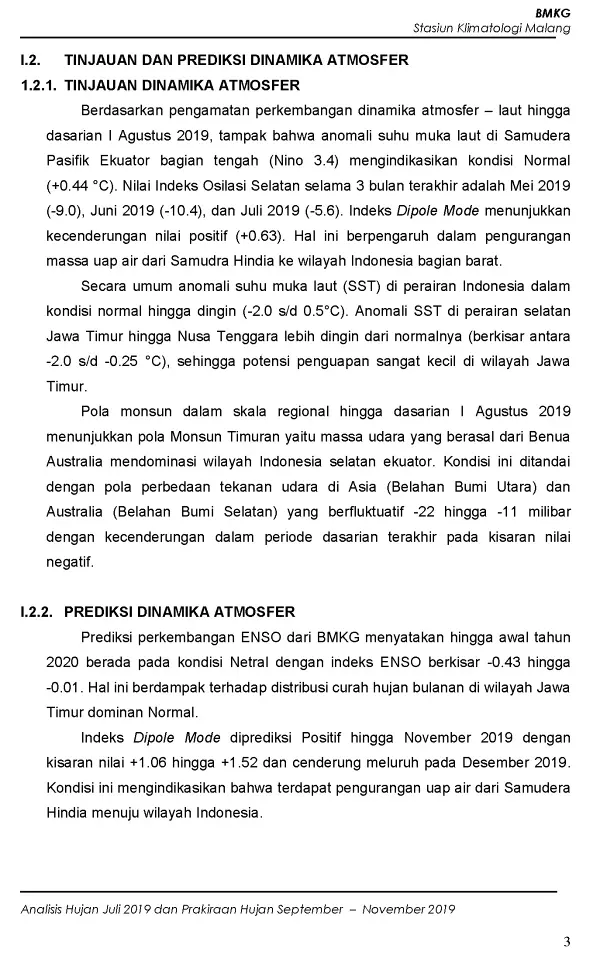 |Buletin - Bulanan| Analisis Hujan Juli 2019 dan Prakiraan Hujan Bulan September - Oktober - November 2019 di Provinsi Jawa Timur  Halaman 40 dari total 73 Halaman
