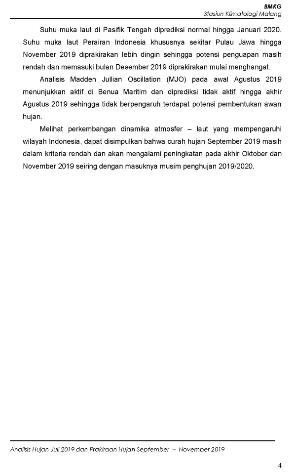 |Buletin - Bulanan| Analisis Hujan Juli 2019 dan Prakiraan Hujan Bulan September - Oktober - November 2019 di Provinsi Jawa Timur  Halaman 40 dari total 73 Halaman