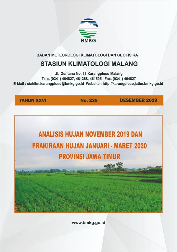 |Buletin - Bulanan| Analisis Hujan November Tahun 2019 dan Prakiraan Hujan Bulan Januari - Februari - Maret Tahun 2020 di Provinsi Jawa Timur