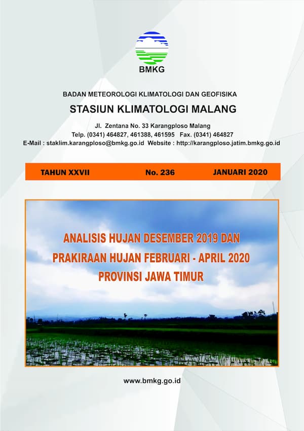 |Buletin - Bulanan| Analisis Hujan Bulan Desember Tahun 2019 dan Prakiraan Hujan Bulan Februari - Maret - April Tahun 2020 di Provinsi Jawa Timur