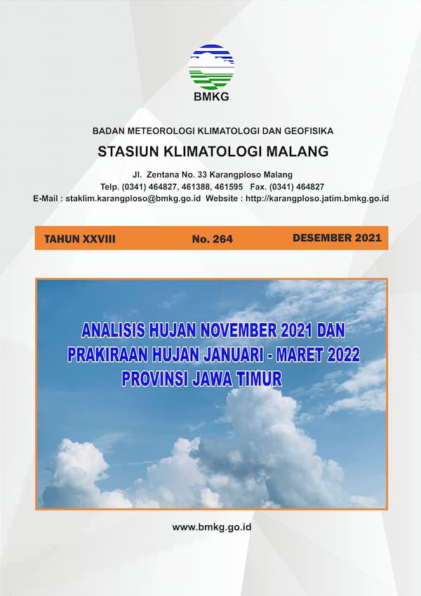 (Buletin - Bulanan) Analisis Hujan Bulan November Tahun 2021 dan Prakiraan Hujan Bulan JANUARI - FEBRUARI - MARET Tahun 2022 Provinsi Jawa Timur