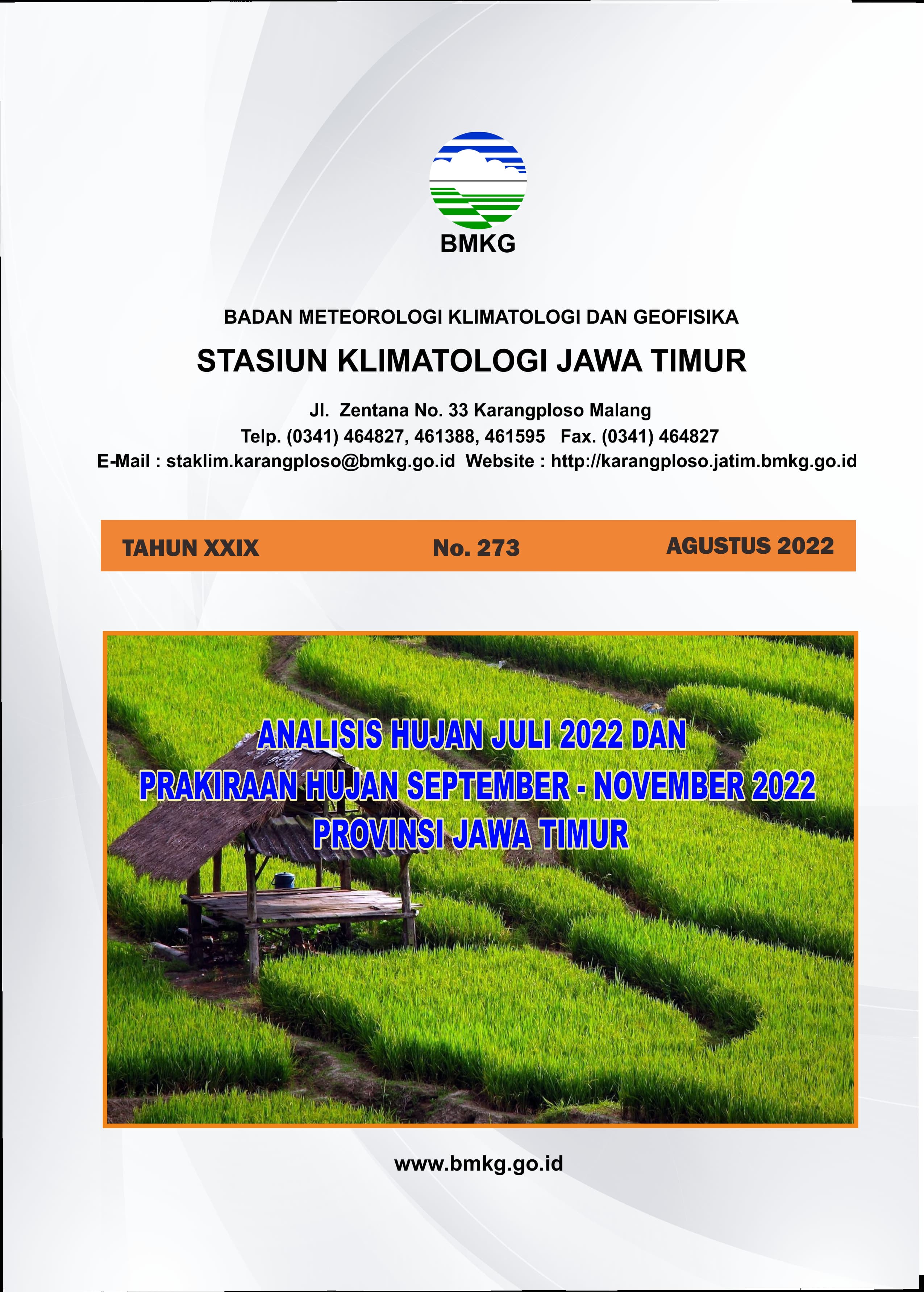 ( Buletin - Bulanan ) Analisis Hujan Bulan Juli Tahun 2022 dan Prakiraan Hujan Bulan SEPTEMBER - OKTOBER - NOVEMBER Tahun 2022 Provinsi Jawa Timur