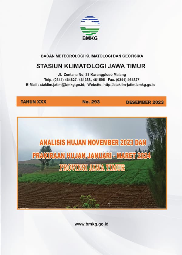 ( Buletin - Bulanan ) Analisis Hujan Bulan November Tahun 2023 dan Prakiraan Hujan Bulan JANUARI - FEBRUARI - MARET Tahun 2024 Provinsi Jawa Timur
