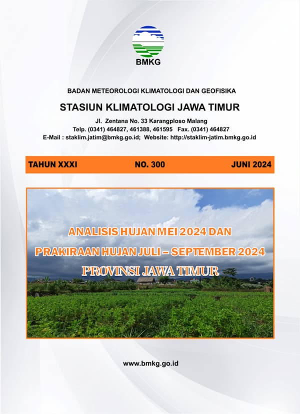 ( Buletin - Bulanan ) Analisis Hujan Bulan Mei Tahun 2024 dan Prakiraan Hujan Bulan JULI - AGUSTUS - SEPTEMBER Tahun 2024 Provinsi Jawa Timur