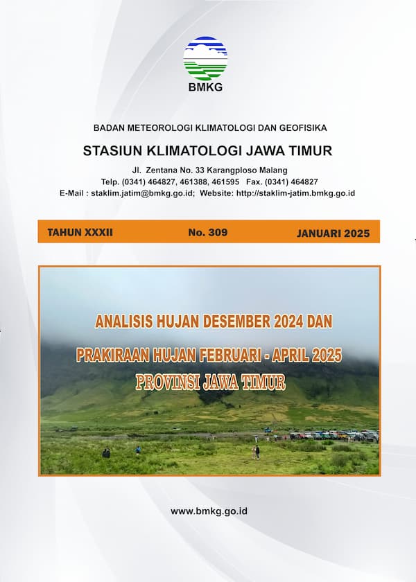 ( Buletin - Bulanan ) Analisis Hujan Bulan Desember Tahun 2024 dan Prakiraan Hujan Bulan FEBRUARI - MARET - APRIL Tahun 2025 Provinsi Jawa Timur
