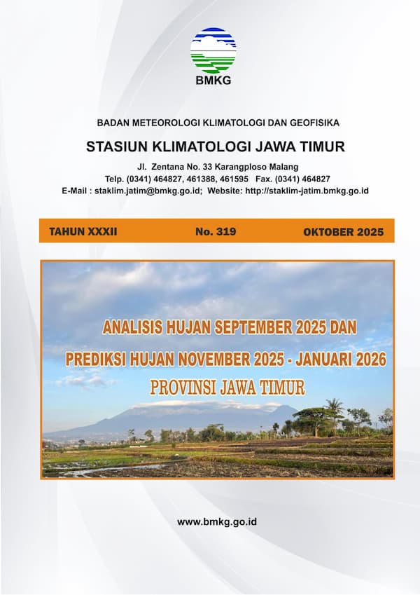 ( Buletin - Bulanan ) Analisis Hujan Bulan September Tahun 2025 dan Prediksi Hujan Bulan NOVEMBER - DESEMBER Tahun 2025 - JANUARI Tahun 2026 Provinsi Jawa Timur