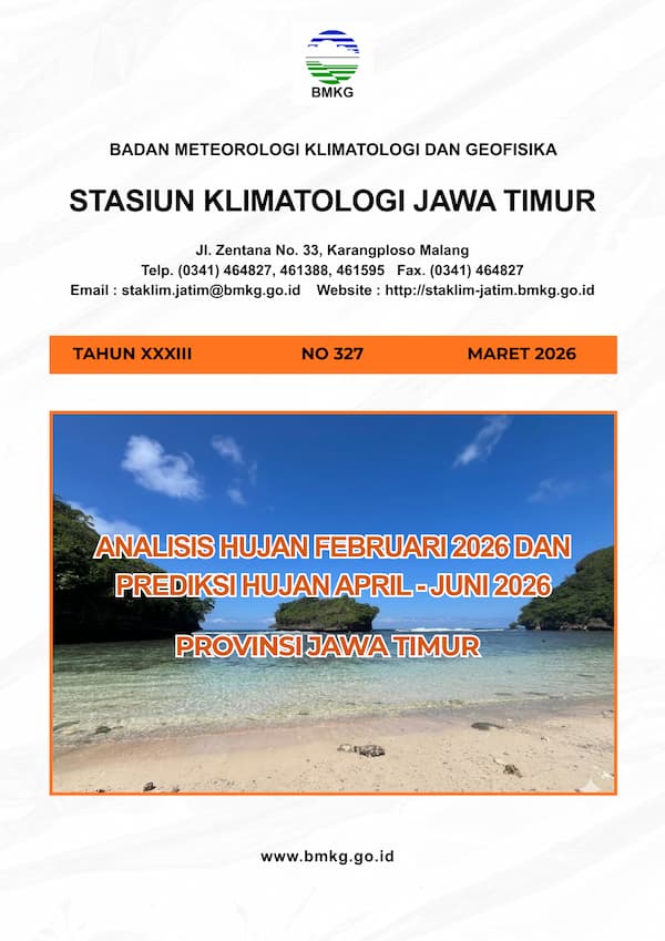( Buletin - Bulanan ) Analisis Hujan Bulan Februari Tahun 2026 dan Prediksi Hujan Bulan APRIL - MEI - JUNI Tahun 2026 Provinsi Jawa Timur
