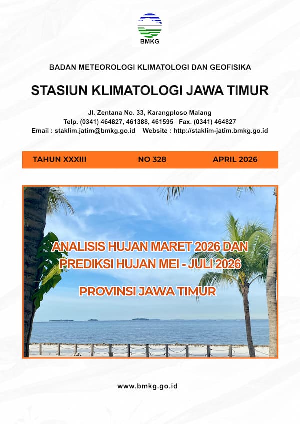 ( Buletin - Bulanan ) Analisis Hujan Bulan Maret Tahun 2026 dan Prediksi Hujan Bulan MEI - JUNI - JULI Tahun 2026 Provinsi Jawa Timur