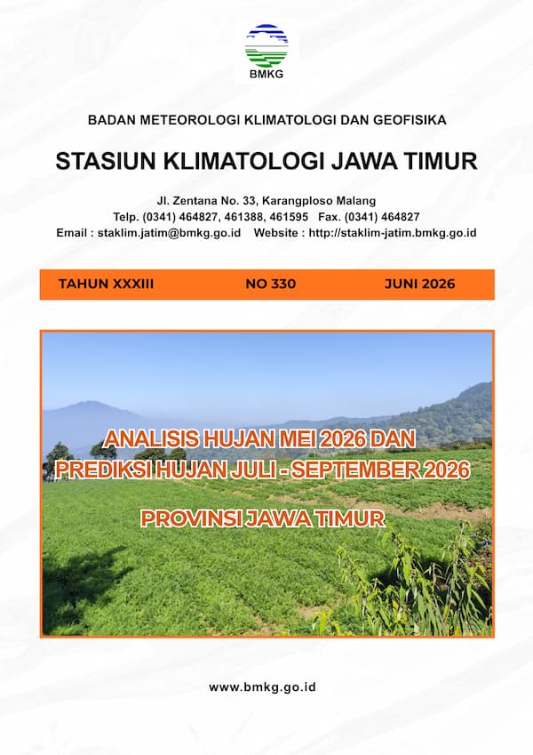 ( Buletin - Bulanan ) Analisis Hujan Bulan Mei Tahun 2026 dan Prediksi Hujan Bulan JULI - AGUSTUS - SEPTEMBER Tahun 2026 Provinsi Jawa Timur