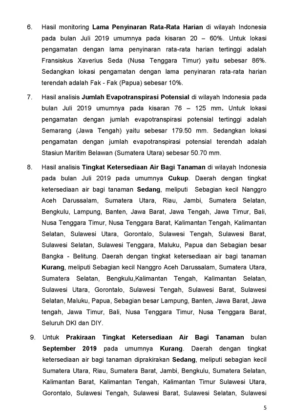 |Buletin - Bulanan| Informasi Iklim dan Lingkungan Vol VII Juli 2019 Halaman 16 dari total 101 Halaman