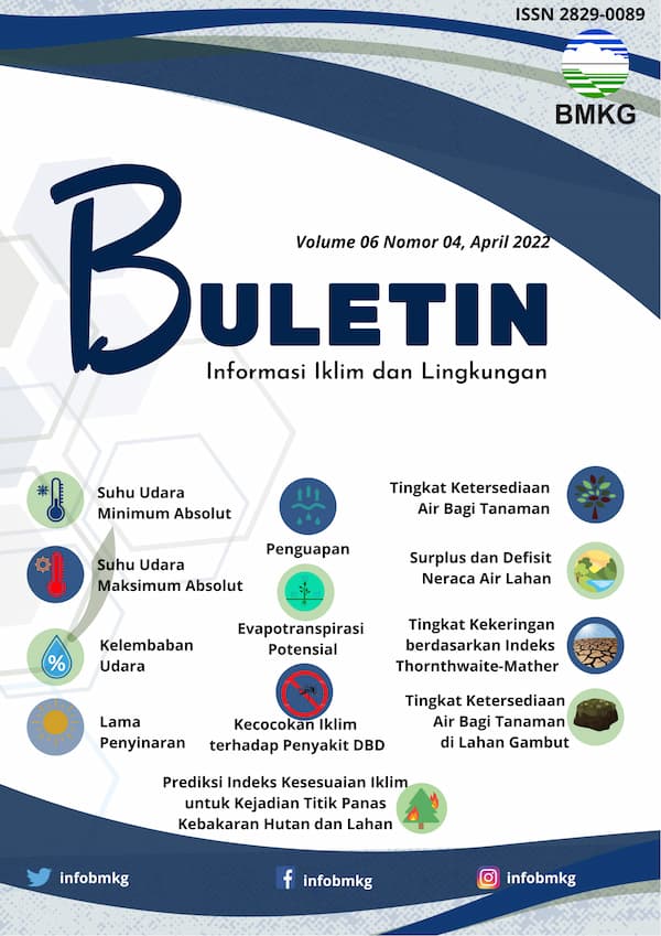 ( Buletin - Bulanan ) Informasi Iklim dan Lingkungan Volume 6 No 4 Edisi April Tahun 2022 Update dari Analisis Bulan Maret Tahun 2022