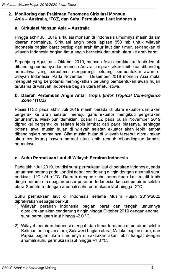 |Buletin-6-Bulanan| Prakiraan Musim Hujan Tahun 2019/2020 Provinsi Jawa Timur Halaman 8 dari total 44  Halaman