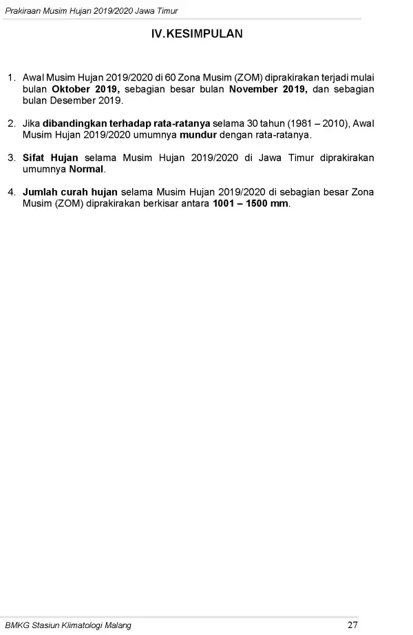 |Buletin-6-Bulanan| Prakiraan Musim Hujan Tahun 2019/2020 Provinsi Jawa Timur Halaman 31 dari total 44  Halaman