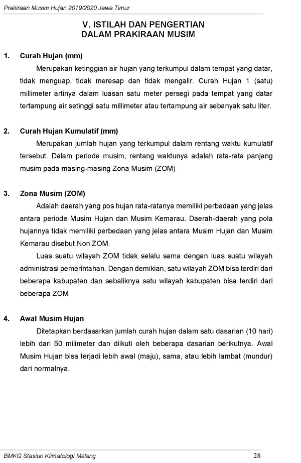 |Buletin-6-Bulanan| Prakiraan Musim Hujan Tahun 2019/2020 Provinsi Jawa Timur Halaman 32 dari total 44  Halaman