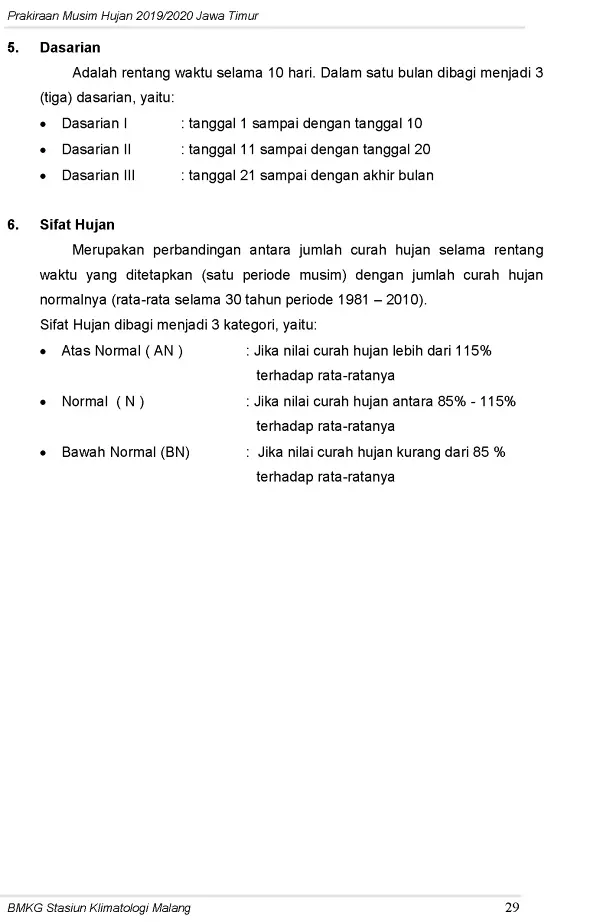 |Buletin-6-Bulanan| Prakiraan Musim Hujan Tahun 2019/2020 Provinsi Jawa Timur Halaman 33 dari total 44  Halaman
