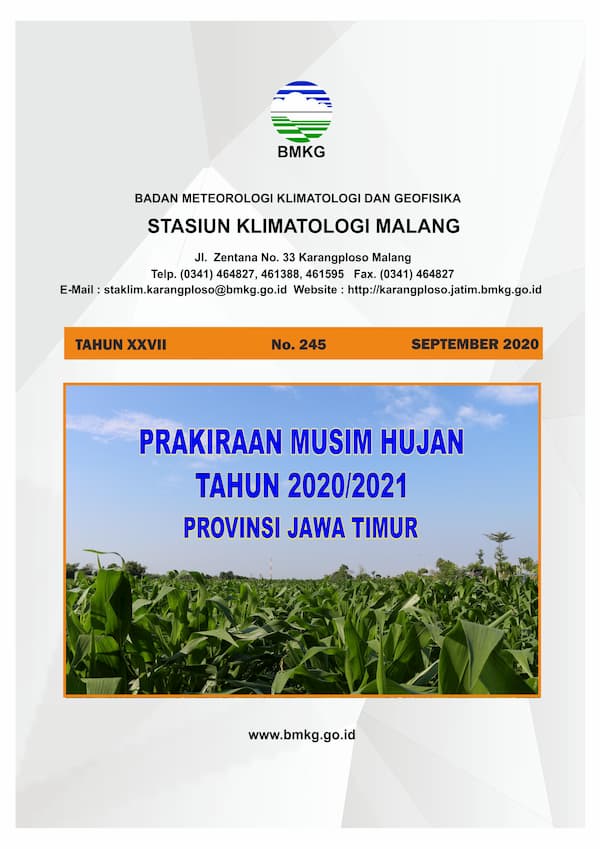 (Buletin 6 Bulanan) Prakiraan Musim Hujan Tahun 2020 - 2021 di Provinsi Jawa Timur