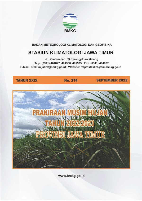 ( Buletin 6 Bulanan ) Prakiraan Musim Hujan Tahun 2022 - 2023 di Provinsi Jawa Timur