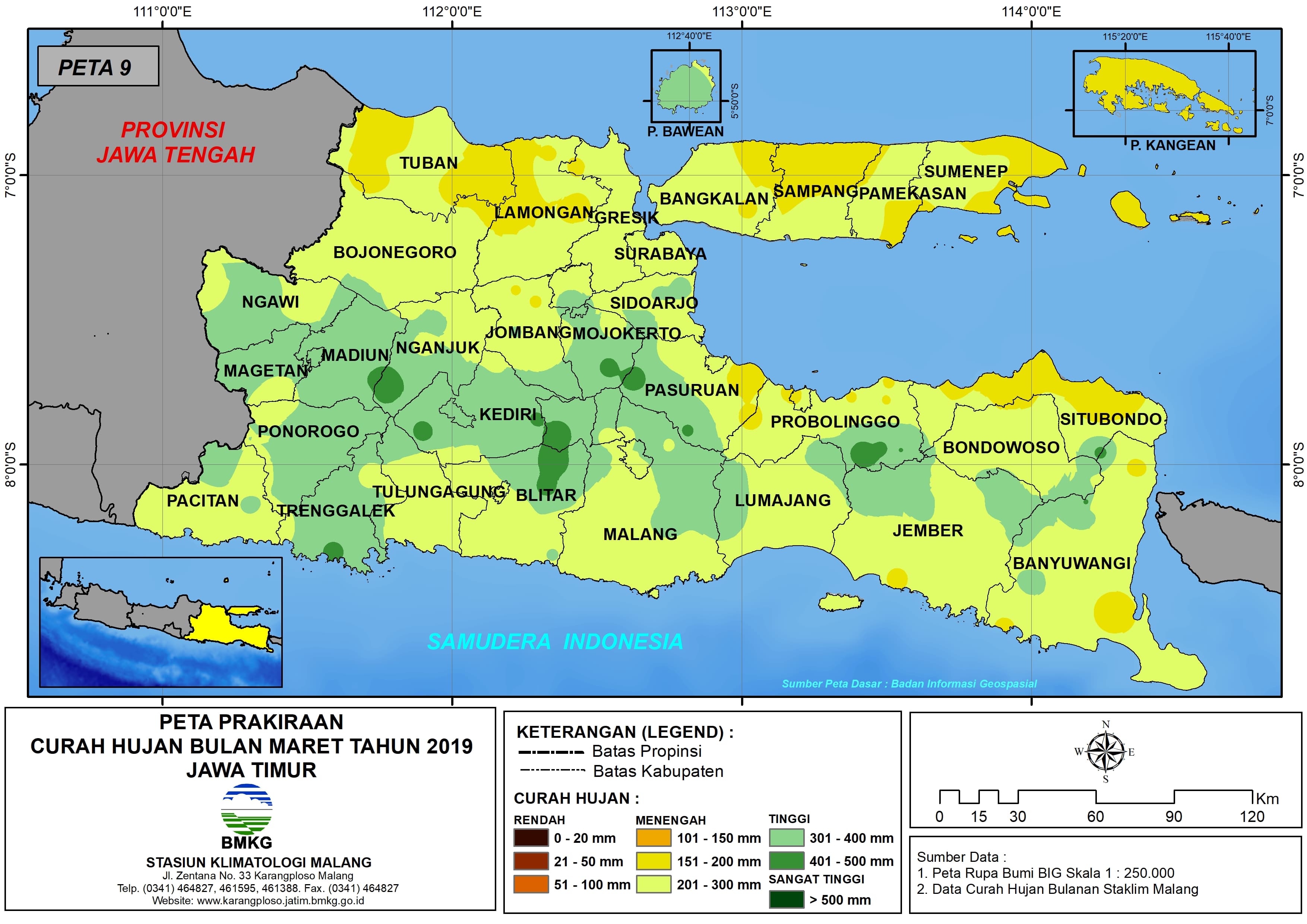 Prakiraan Curah Hujan Bulan Maret Tahun 2019 - Update dari Analisis Bulan Nopember 2018