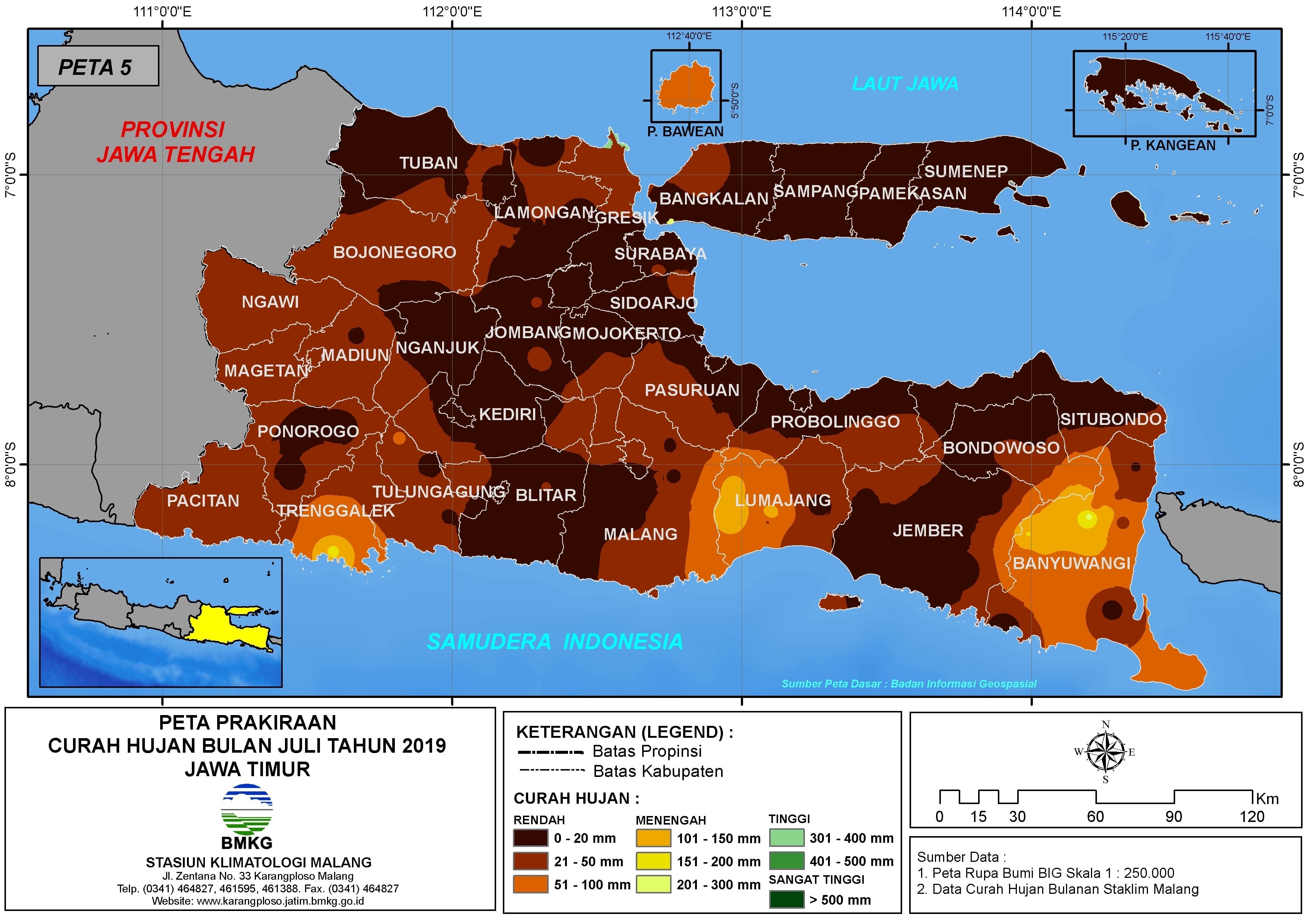 Prakiraan - Bulanan Curah Hujan Bulan JULI Tahun 2019 - Update dari Analisis Bulan Mei 2019