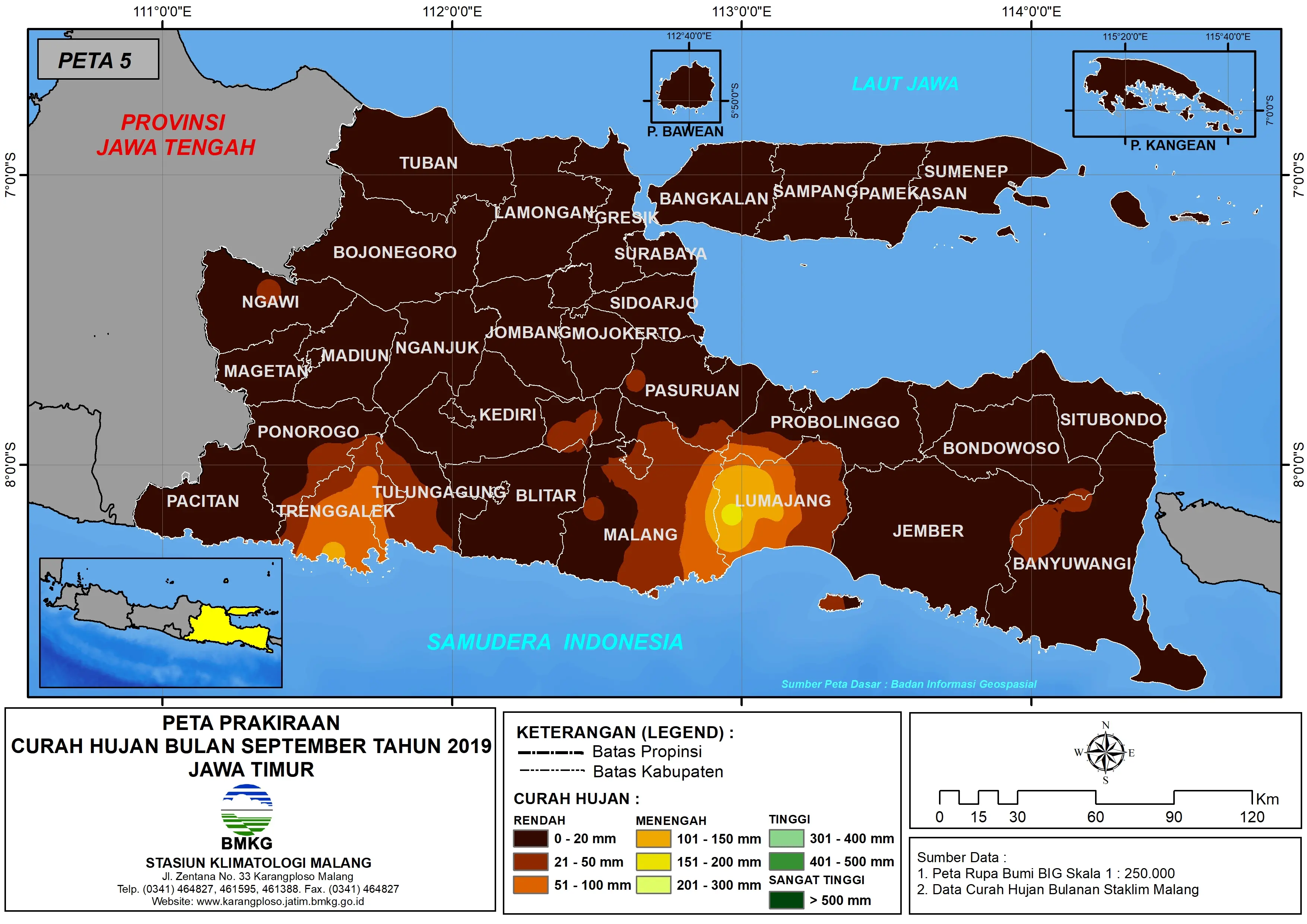 |Buletin - Bulanan| Analisis Hujan Juli 2019 dan Prakiraan Hujan Bulan September - Oktober - November 2019 di Provinsi Jawa Timur  Halaman 63 dari total 73 Halaman