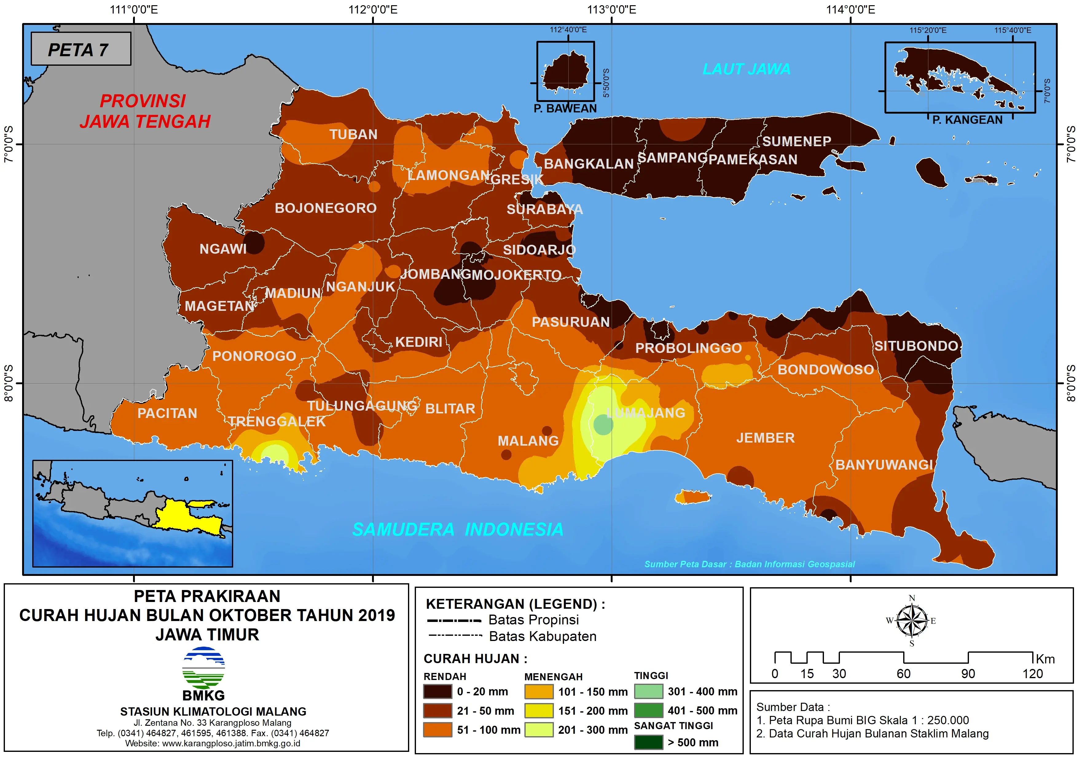 |Buletin - Bulanan| Analisis Hujan Juli 2019 dan Prakiraan Hujan Bulan September - Oktober - November 2019 di Provinsi Jawa Timur  Halaman 64 dari total 73 Halaman