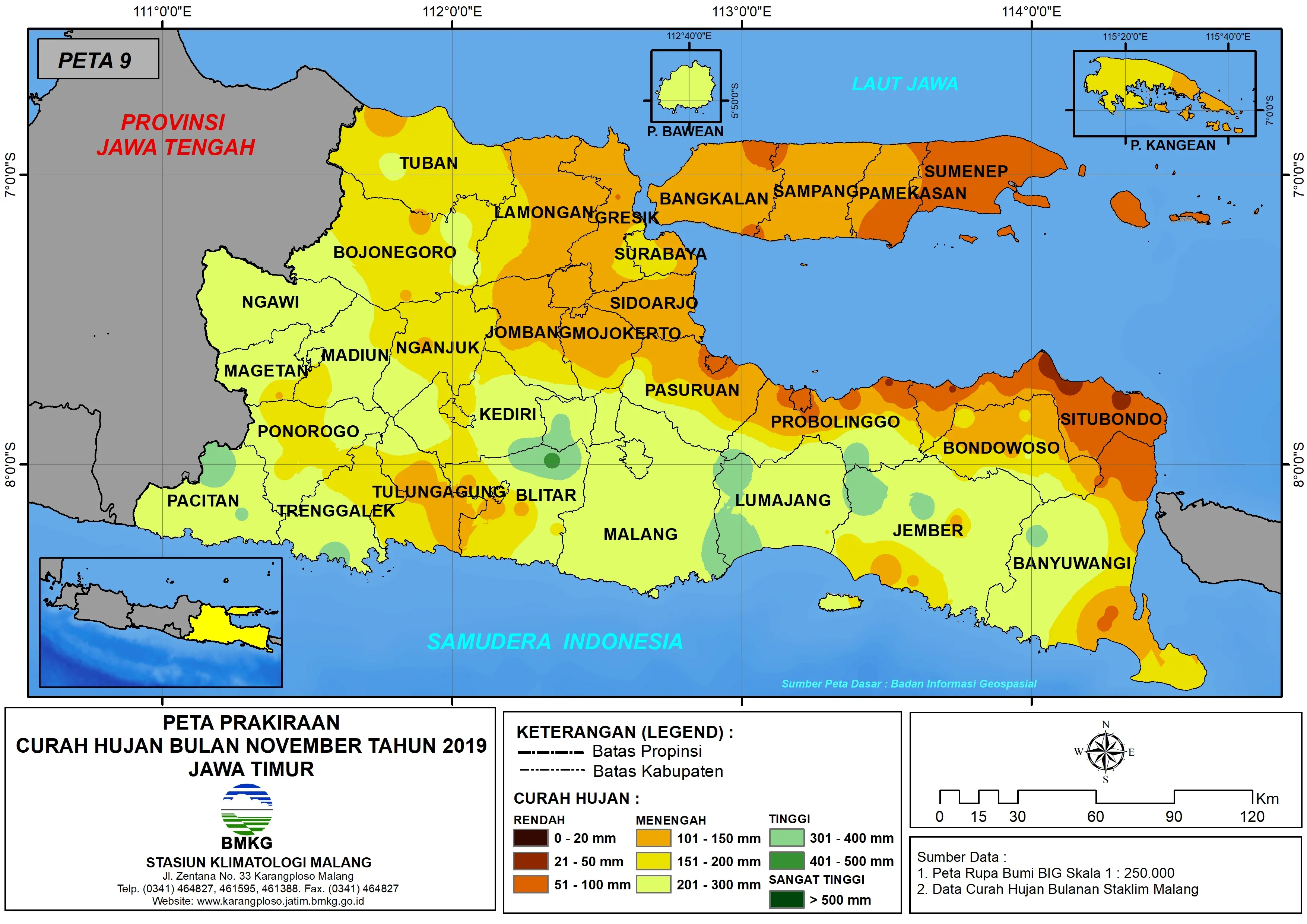 |Buletin - Bulanan| Analisis Hujan Juli 2019 dan Prakiraan Hujan Bulan September - Oktober - November 2019 di Provinsi Jawa Timur  Halaman 65 dari total 73 Halaman