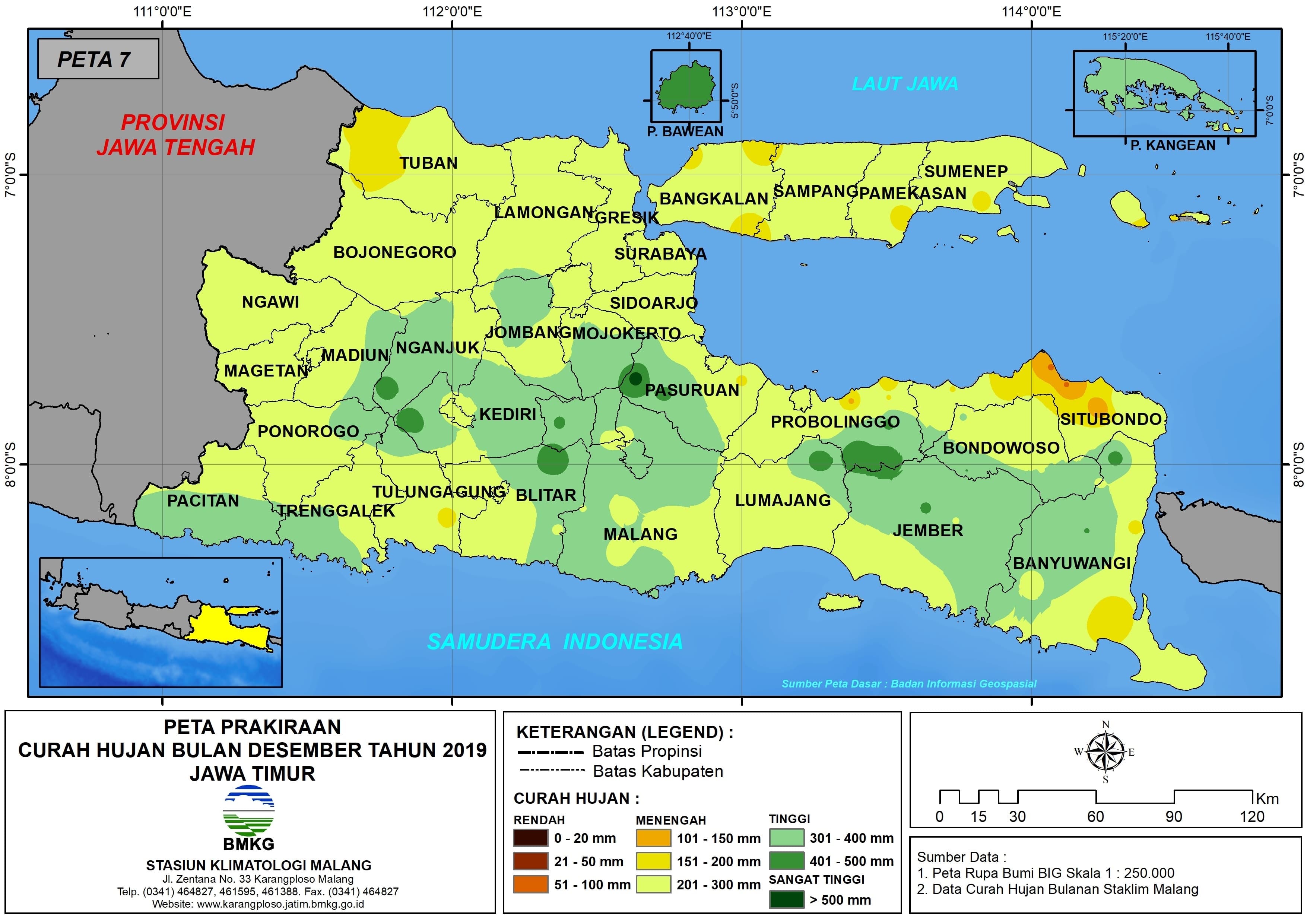 |Prakiraan - Bulanan| Curah Hujan Bulan DESEMBER Tahun 2019 - Update dari Analisis Bulan September 2019 di Provinsi Jawa Timur